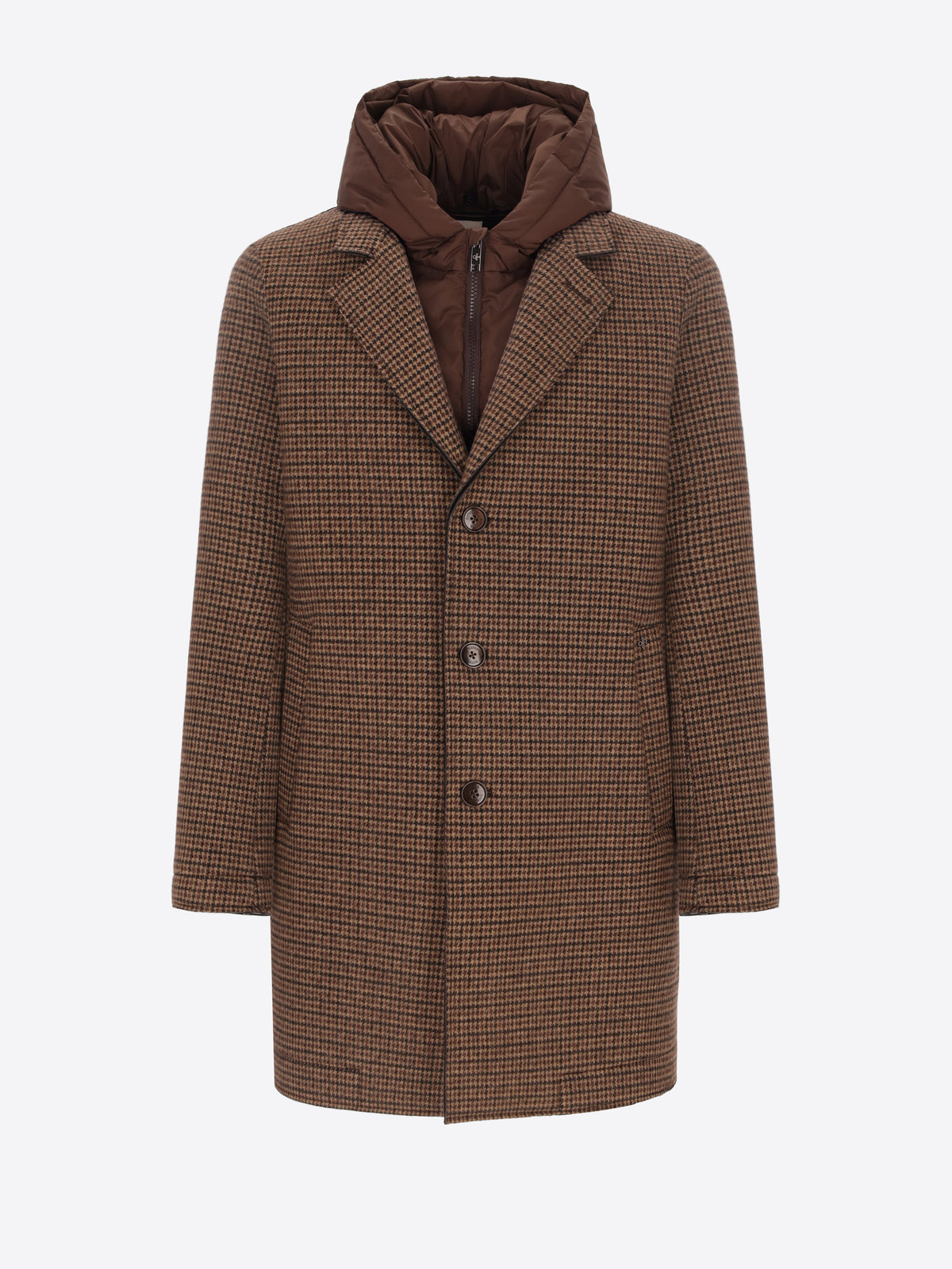Micro-Check Cotton Blend Coat Raffaello with Detachable Bib