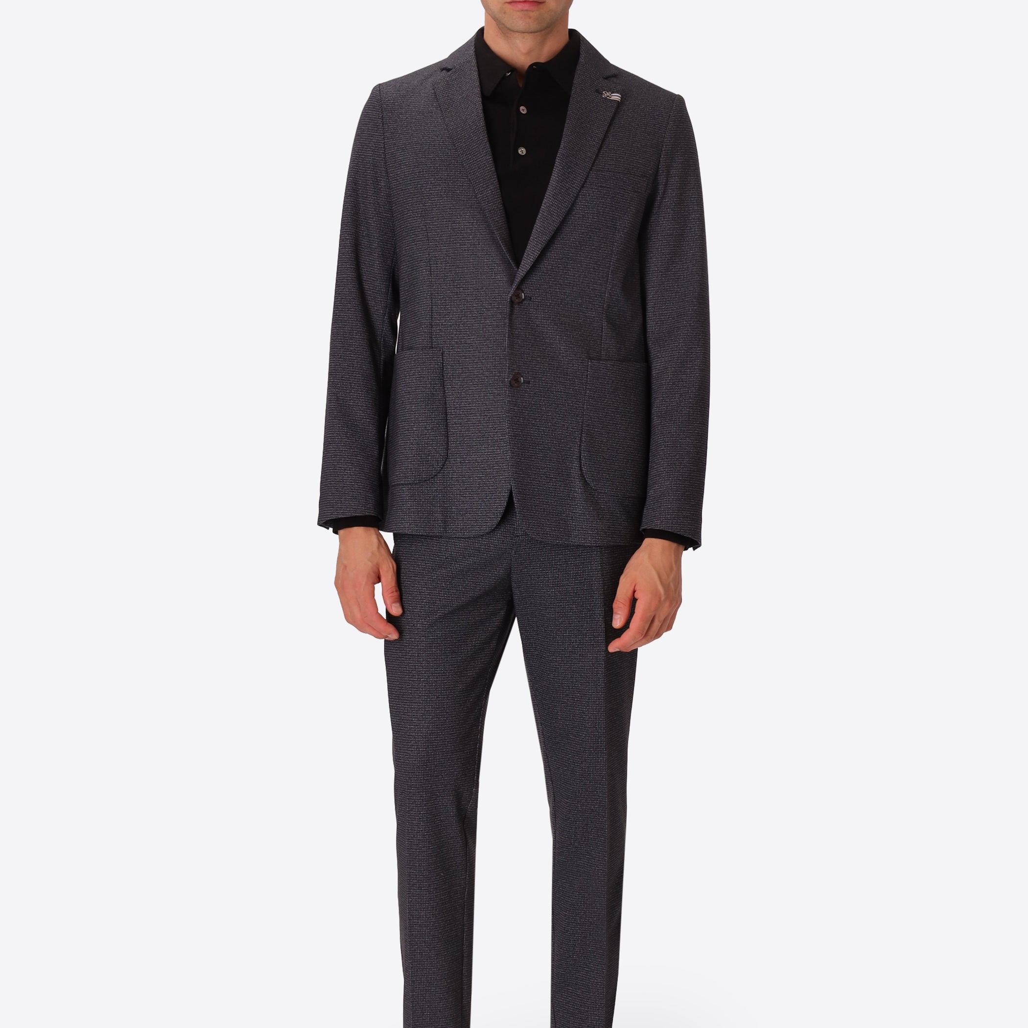 Allori Charcoal Milano-Jersey Houndstooth Jacket - Model Full Body Shot
