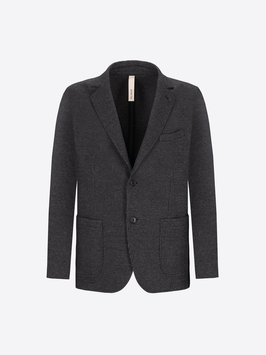 Distretto12 Allori Charcoal Milano-Jersey Houndstooth Jacket - Product Still Life