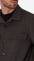 Allori Forest Green Milano-Jersey Houndstooth Shirt Jacket - Close-Up Of The Collar