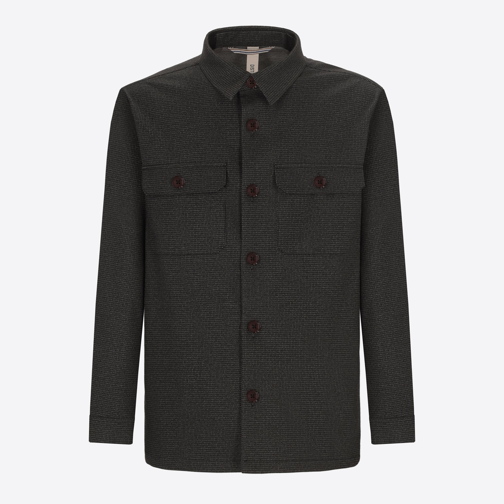 Distretto12 Allori Forest Green Milano-Jersey Houndstooth Shirt Jacket - Product Still Life