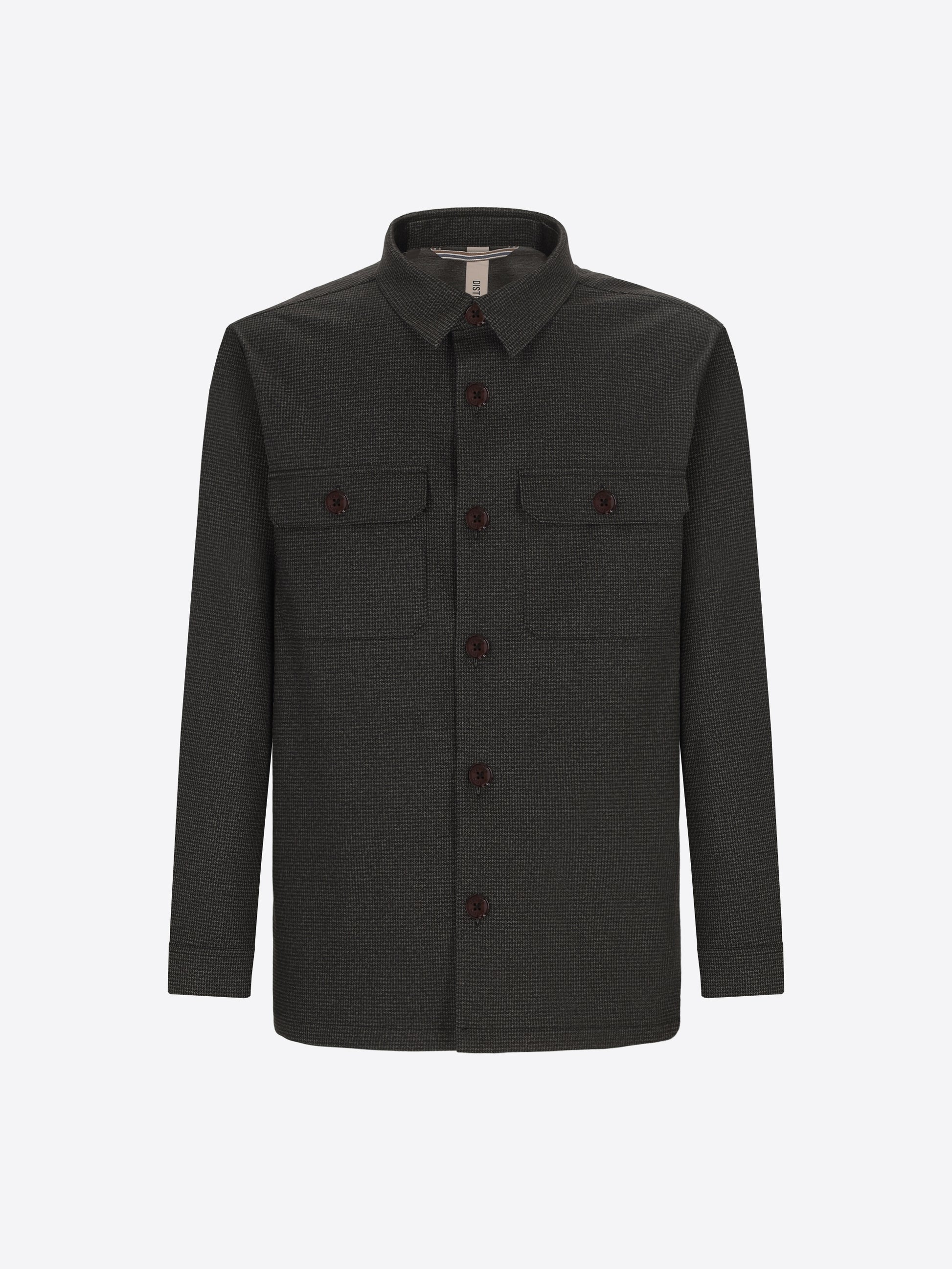 Distretto12 Allori Forest Green Milano-Jersey Houndstooth Shirt Jacket - Product Still Life