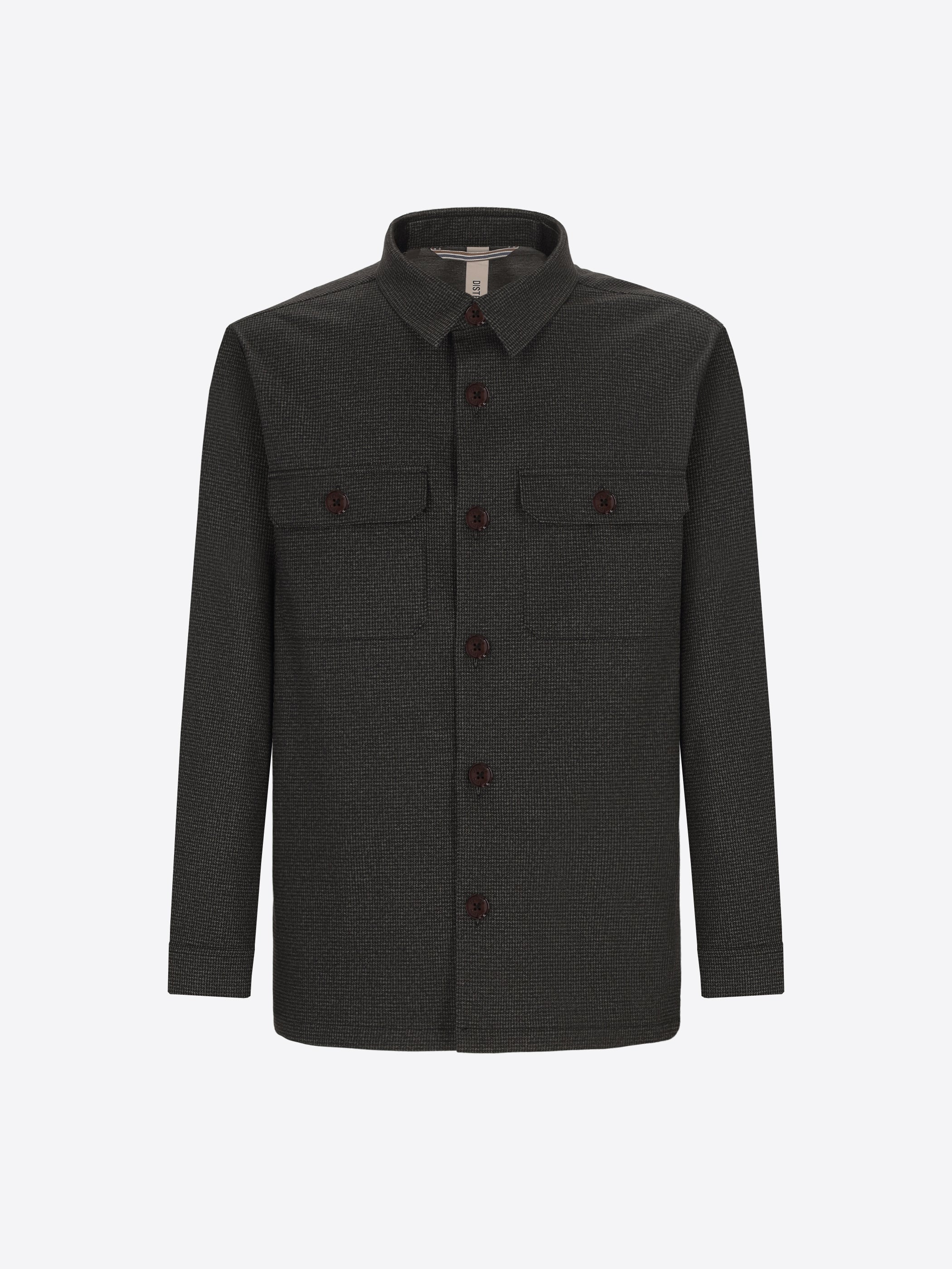Distretto12 Allori Forest Green Milano-Jersey Houndstooth Shirt Jacket - Product Still Life