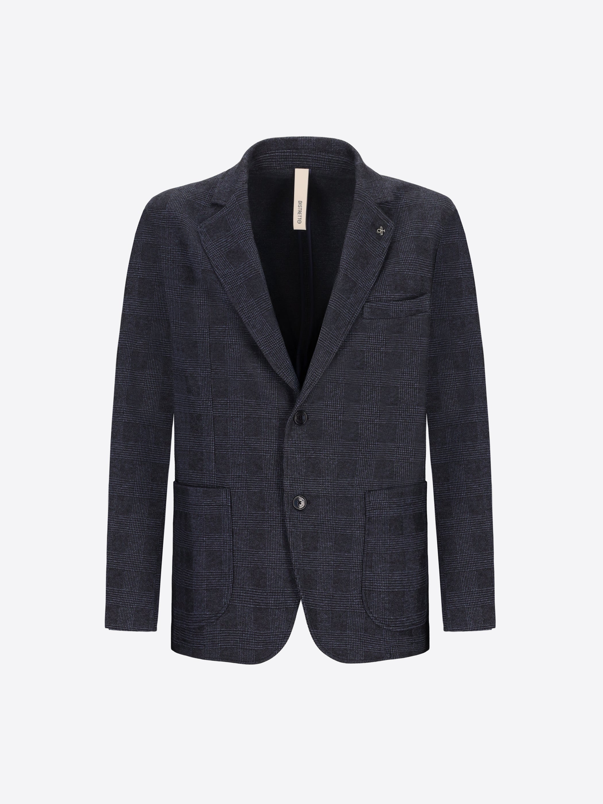 Distretto12 Carracci Blue Milano-Jersey Prince-Of-Wales Check Jacket - Product Still Life