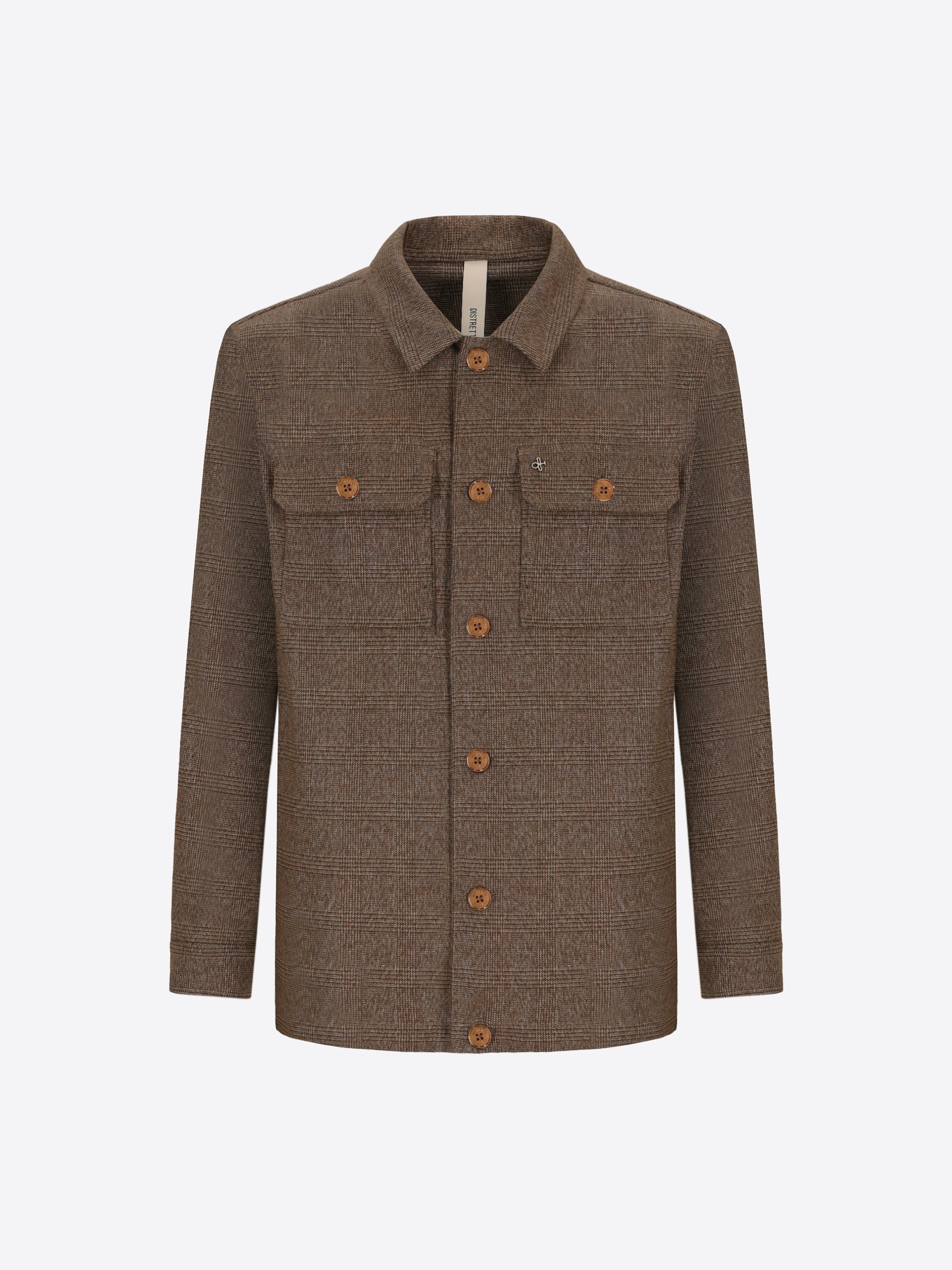 Distretto12 Carracci Dove Grey Milano-Jersey Prince-Of-Wales Check Shirt Jacket - Product Still Life