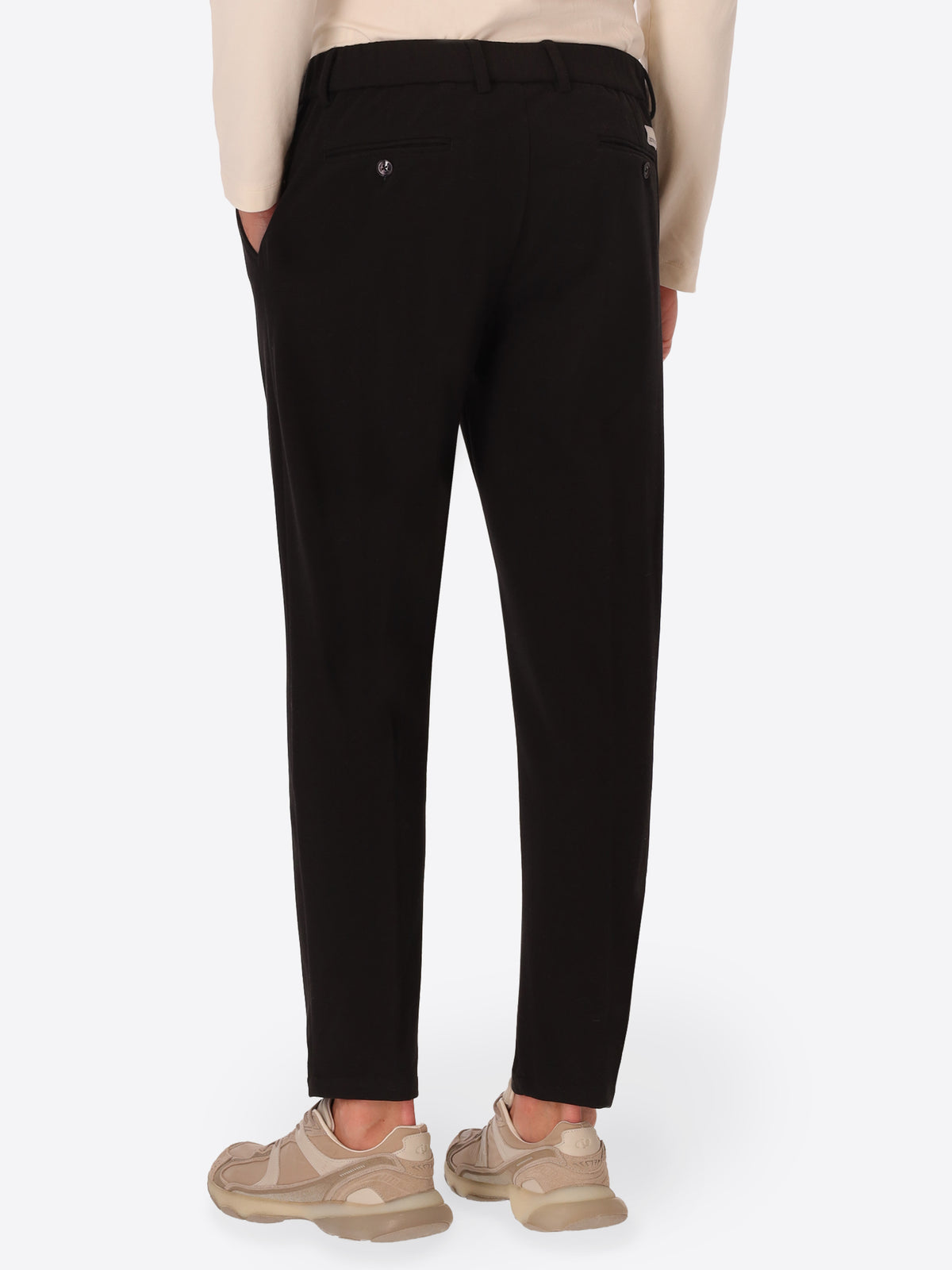 Relax Burri Black Milano-Jersey Trousers - Model Back View