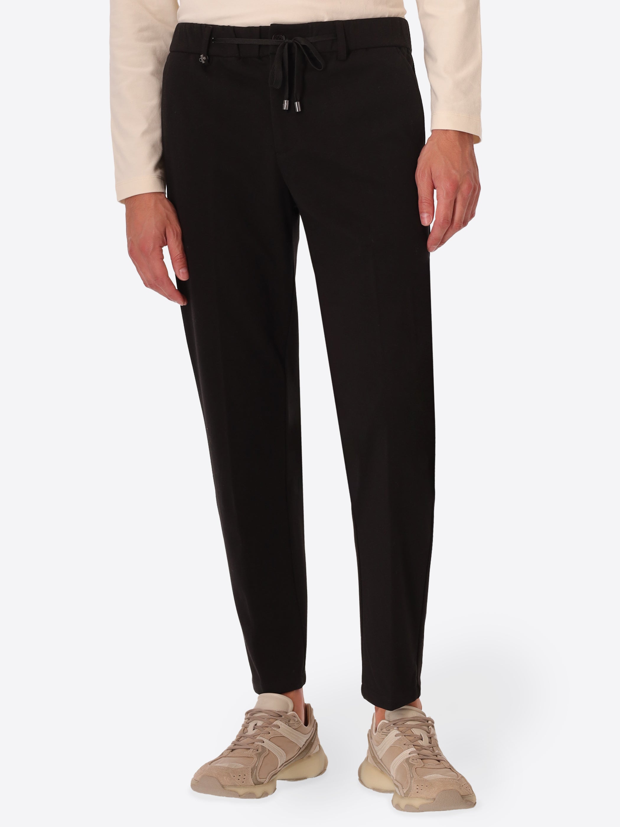 Relax Burri Black Milano-Jersey Trousers - Model Front View