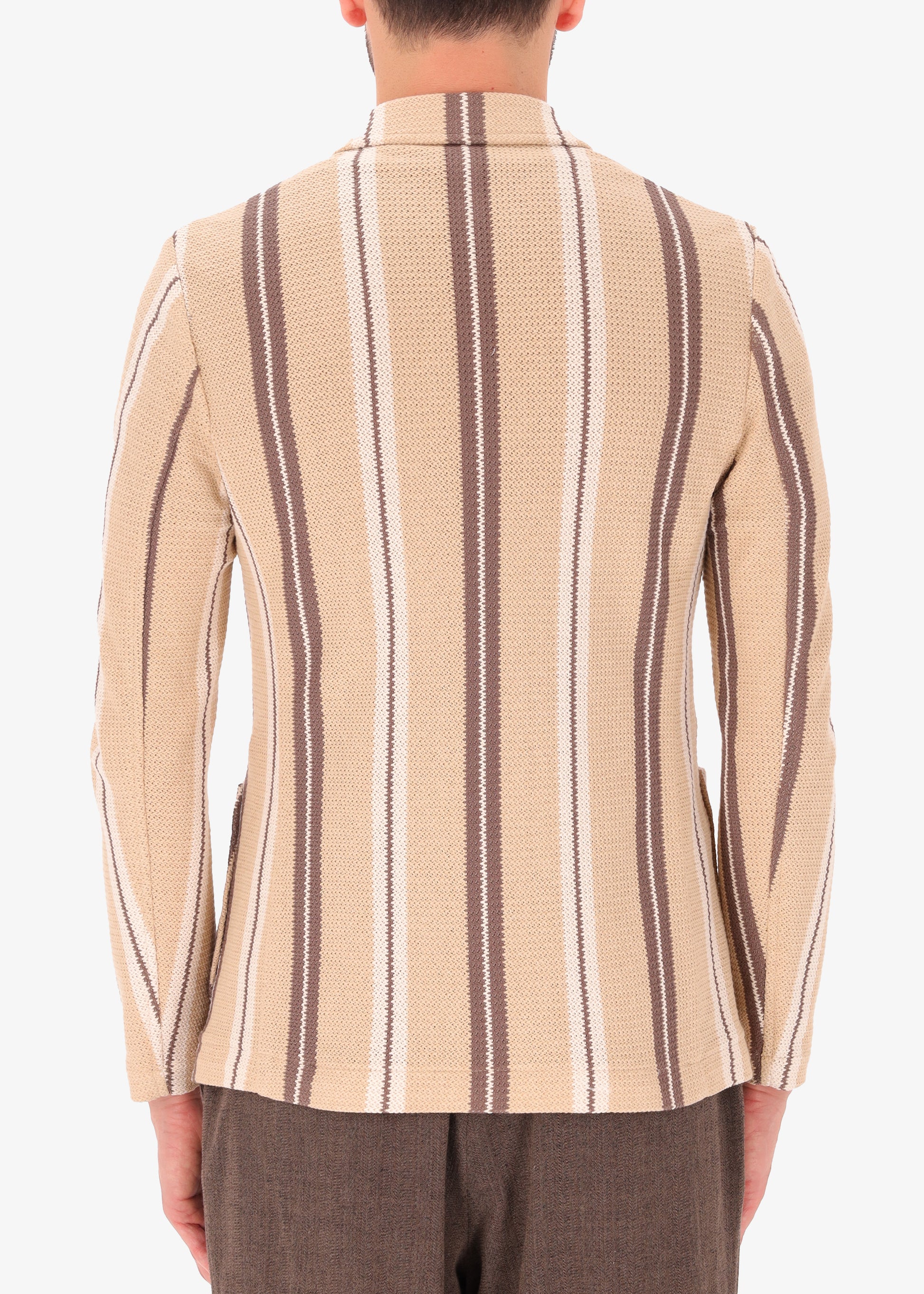Multistripe Fisherman’s Rib Jersey Double-Breasted Jacket Sergi