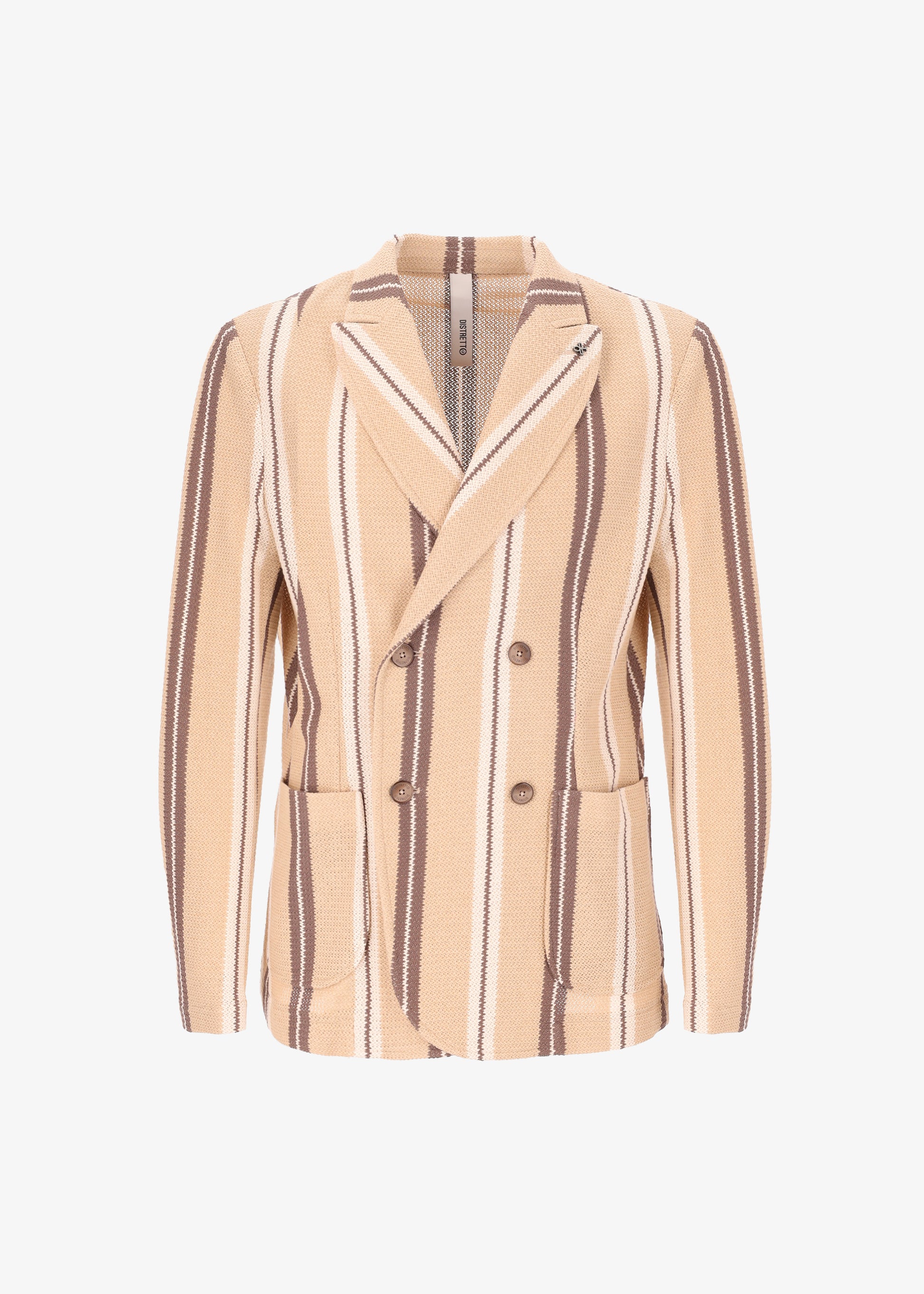 Multistripe Fisherman’s Rib Jersey Double-Breasted Jacket Sergi