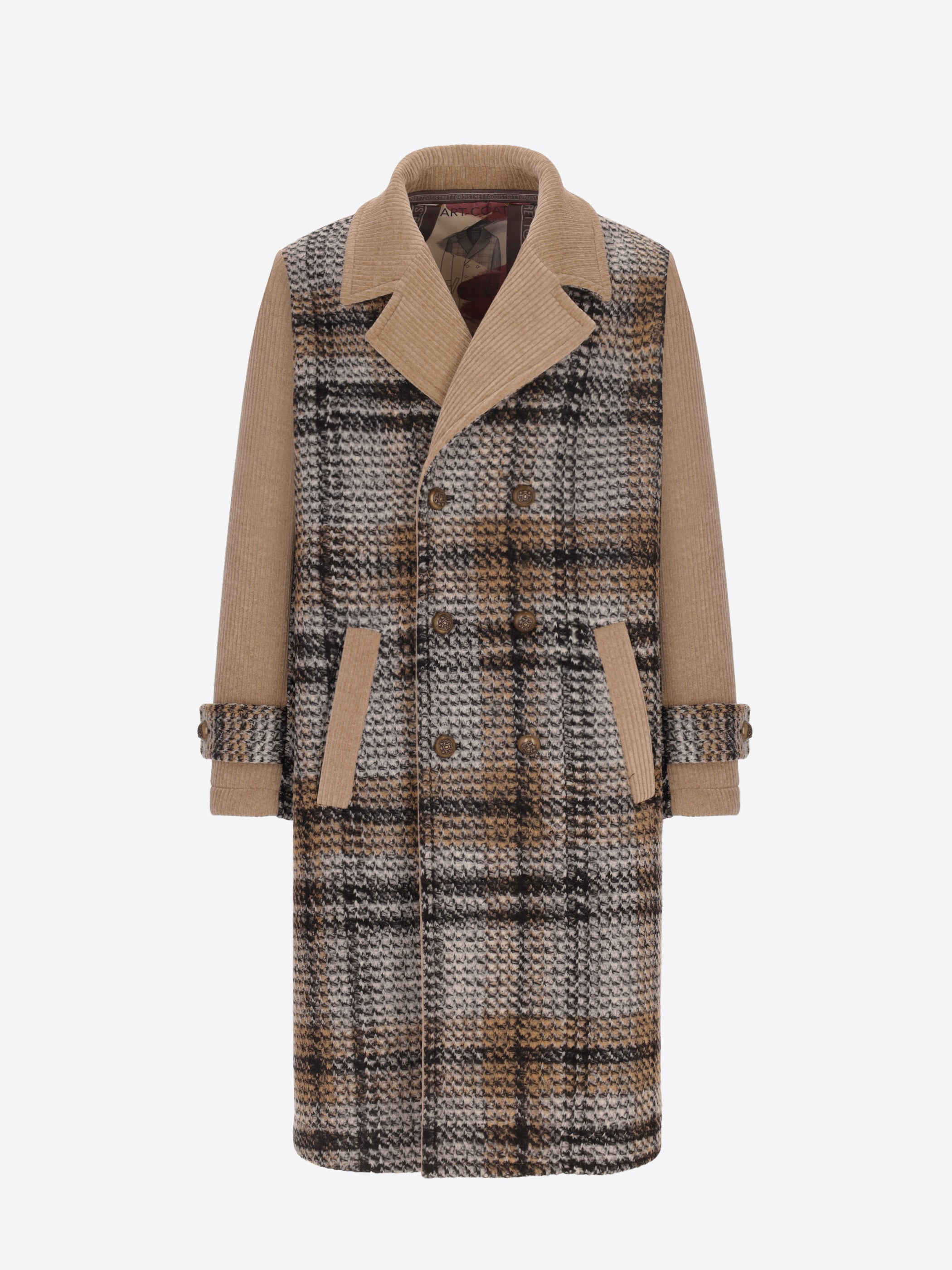 Distretto12 Cacha Oversized Double-Breasted Coat With Rocciatore-Velvet Inserts On Tartan Cloth - Product Still Life