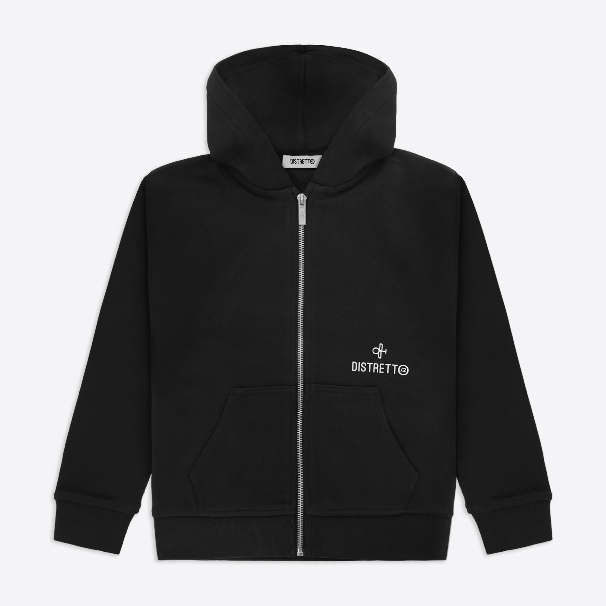 Kapuzen-Sweatshirt mit Reißverschluss aus einfarbigem Baumwoll-Sweatstoff mit Frontreißverschluss