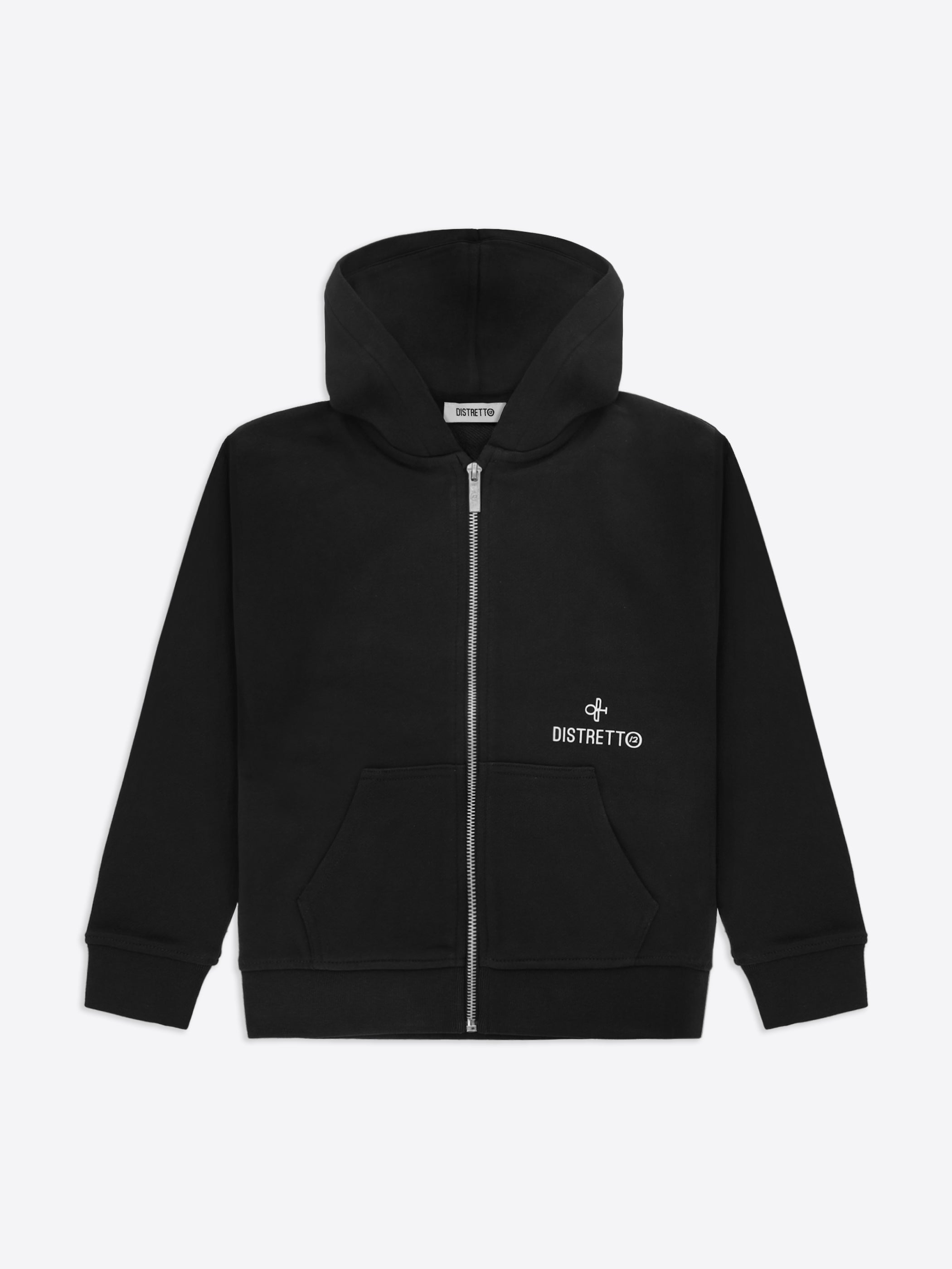Hooded Zip-Up Sweatshirt In Solid Color Cotton Sweat Fabric With Front Zip Closure