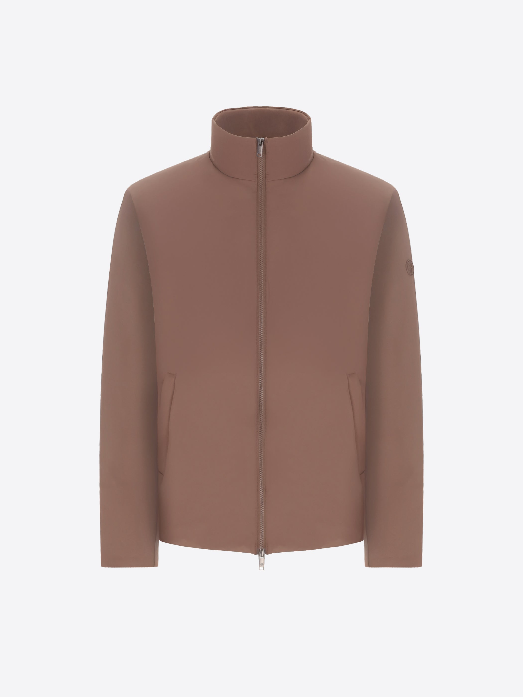 Distretto12 Klimt Taupe Padded Technical Nylon High-Neck Jacket - Product Still Life