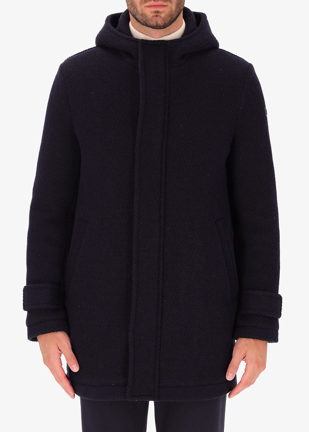 Parka Blasius in Pique Wool Fabric with Hood