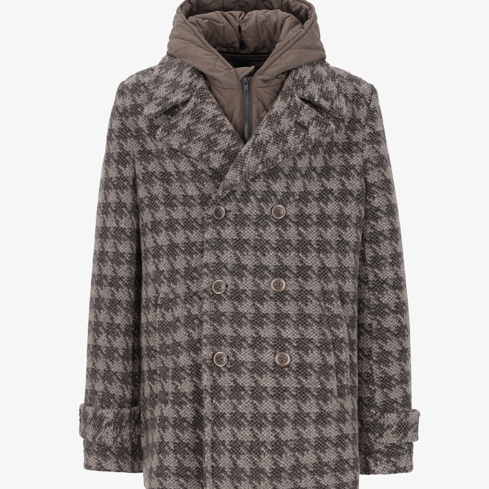 Peacoat Lingotto aus Jacquard-Wolle mit Hahnentrittmuster