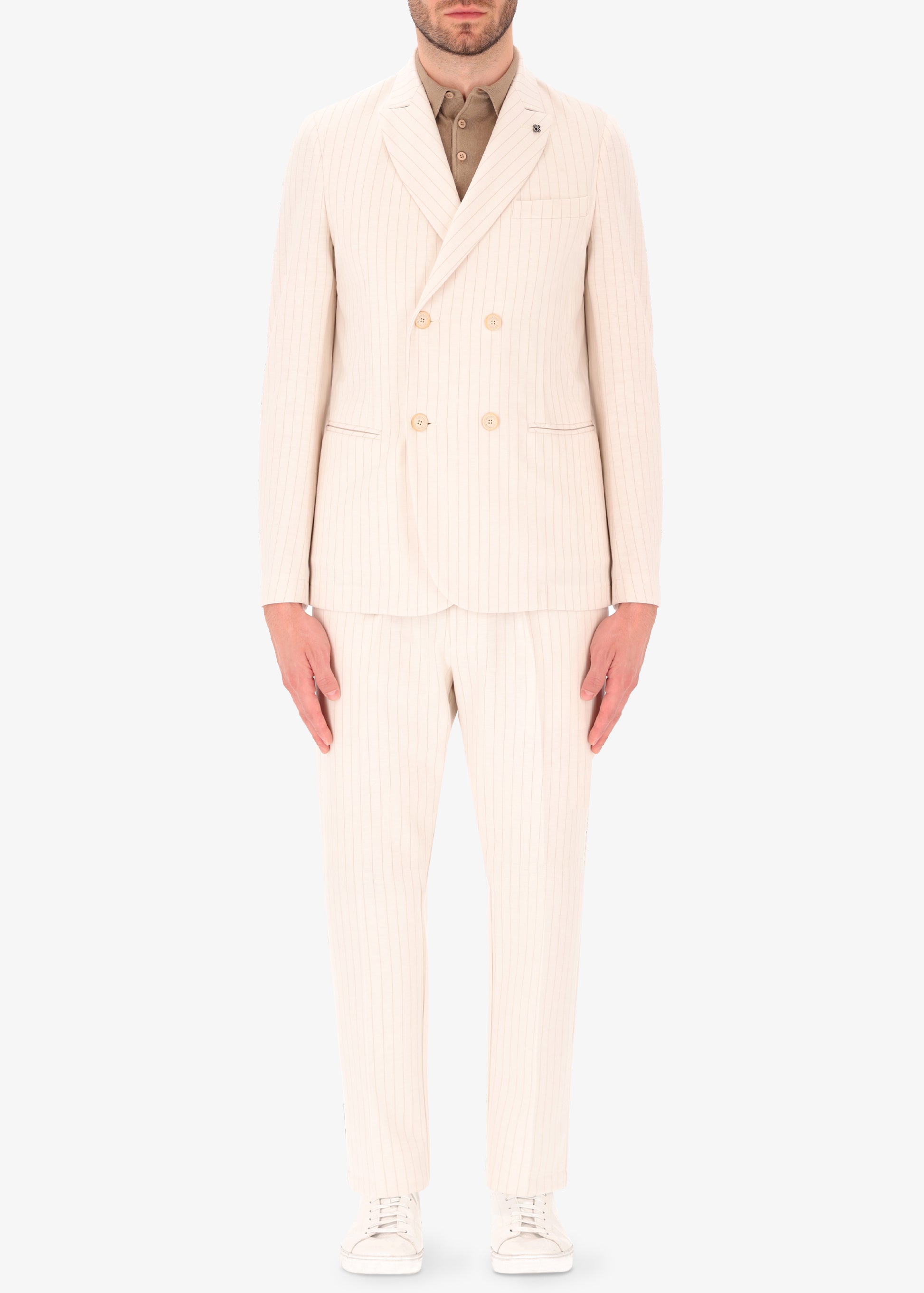 Pinstriped Jersey Double Breasted Jacket Luci