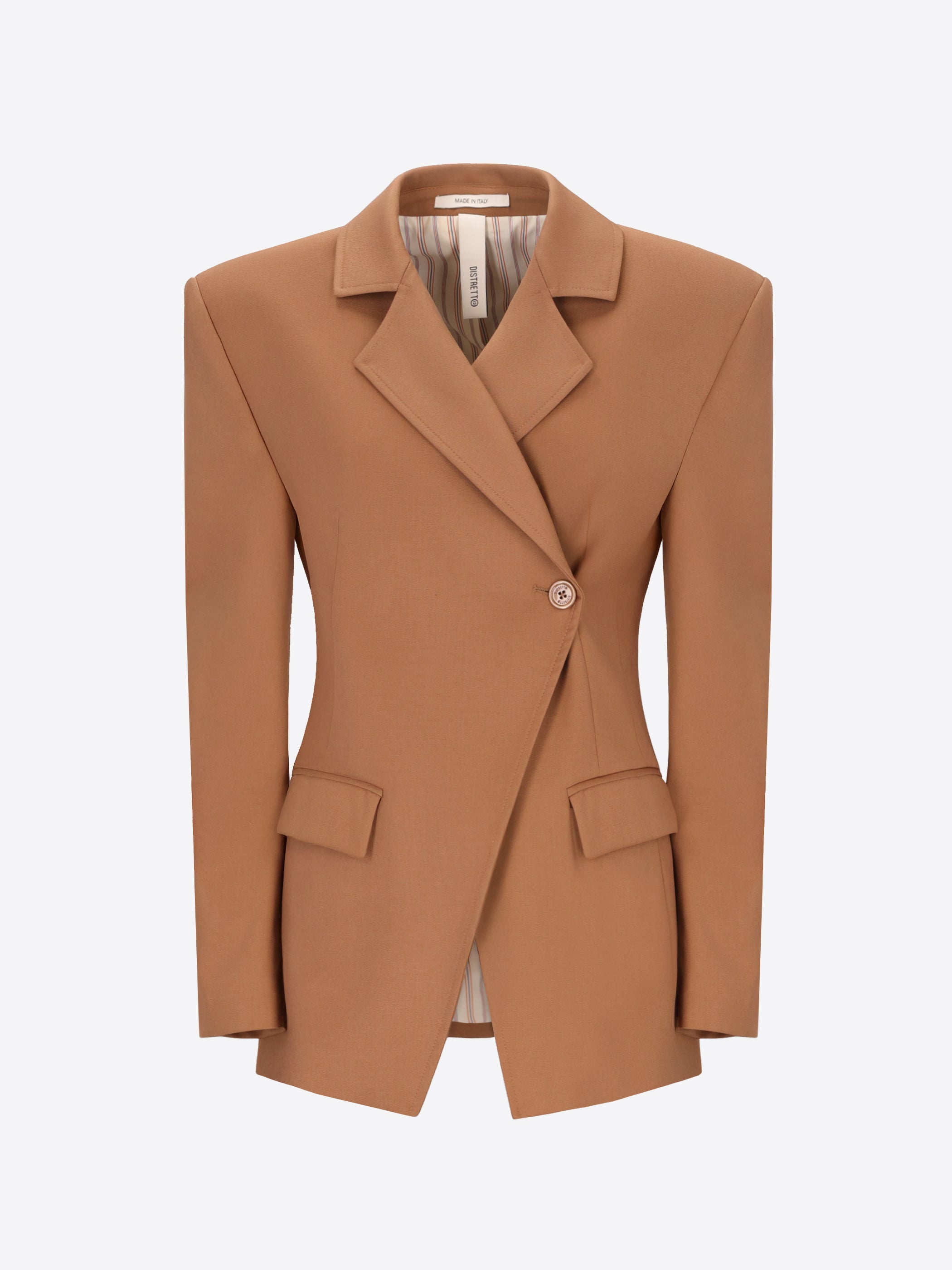 Distretto12 Belmont Camel Poly-Viscose Asymmetric Jacket - Woman - Product Still Life