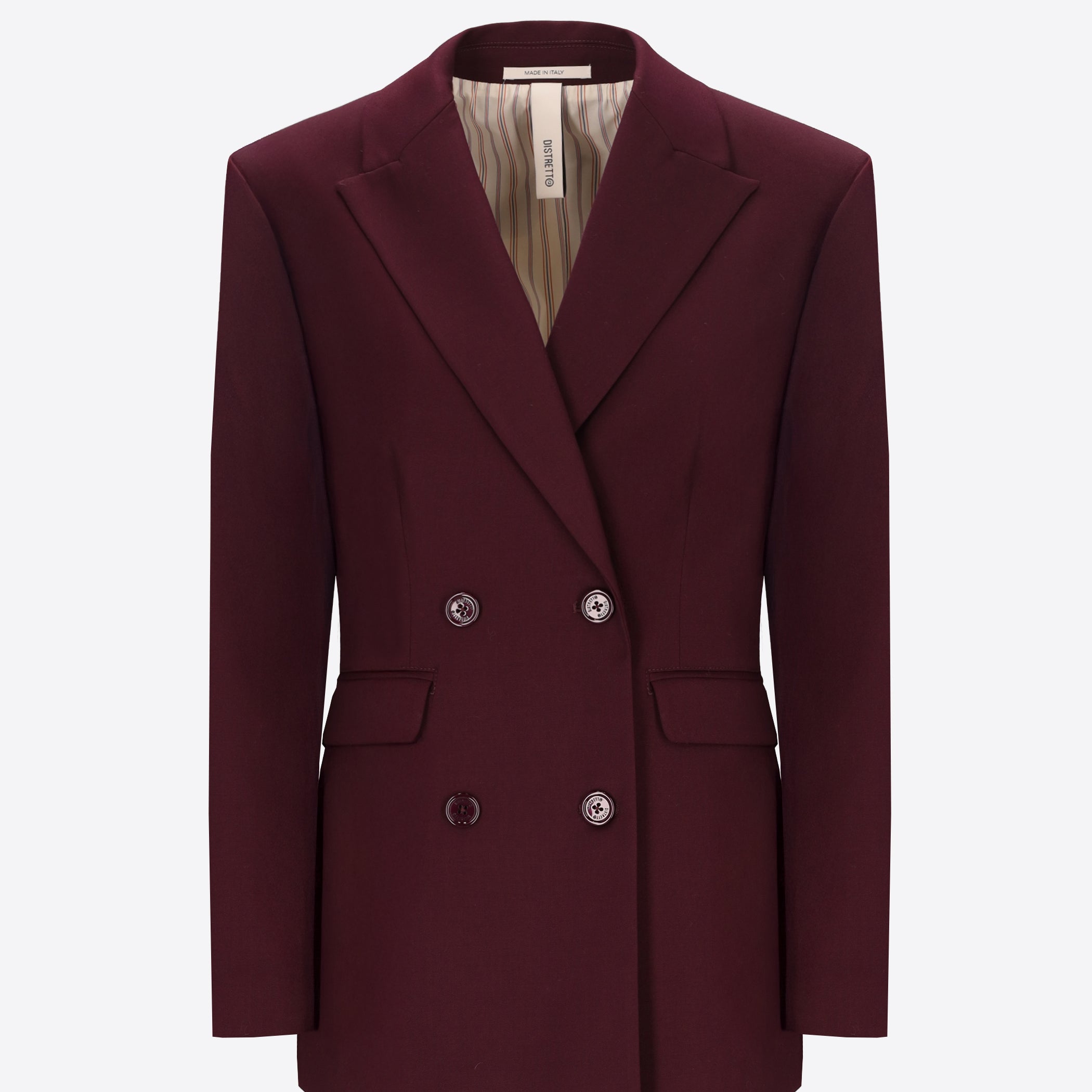Distretto12 Belmont Wine Poly-Viscose Double-Breasted Jacket - Woman - Product Still Life