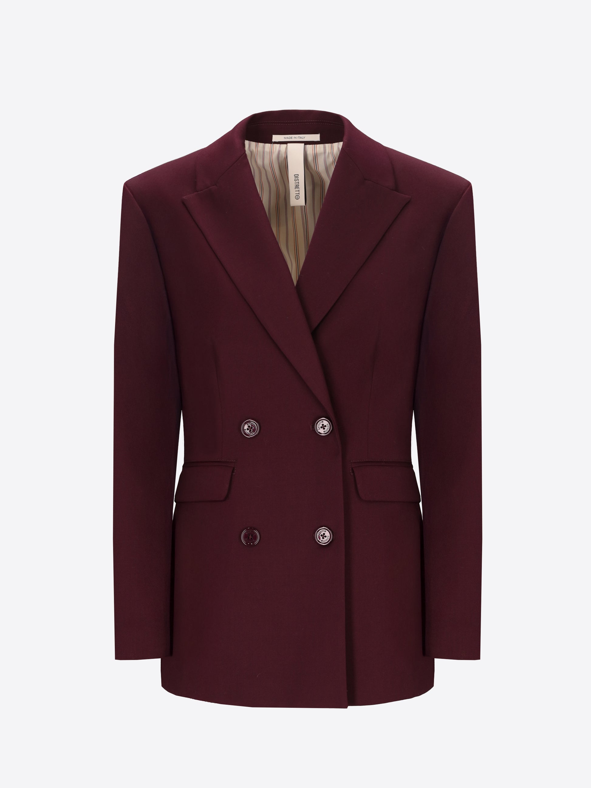 Distretto12 Belmont Wine Poly-Viscose Double-Breasted Jacket - Woman - Product Still Life