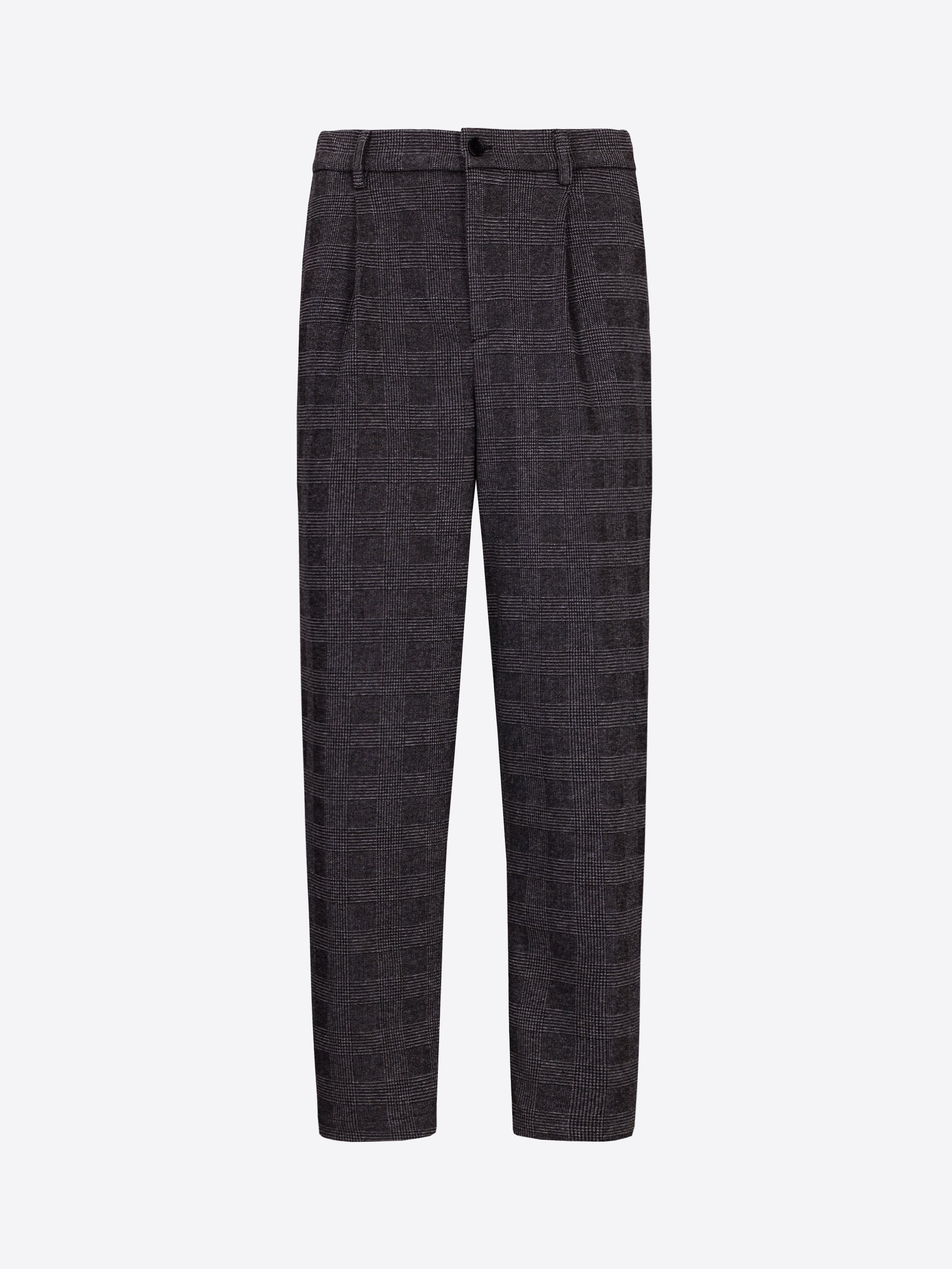 Distretto12 Ban Carracci Charcoal Prince-Of-Wales Milano-Jersey Trousers - Product Still Life