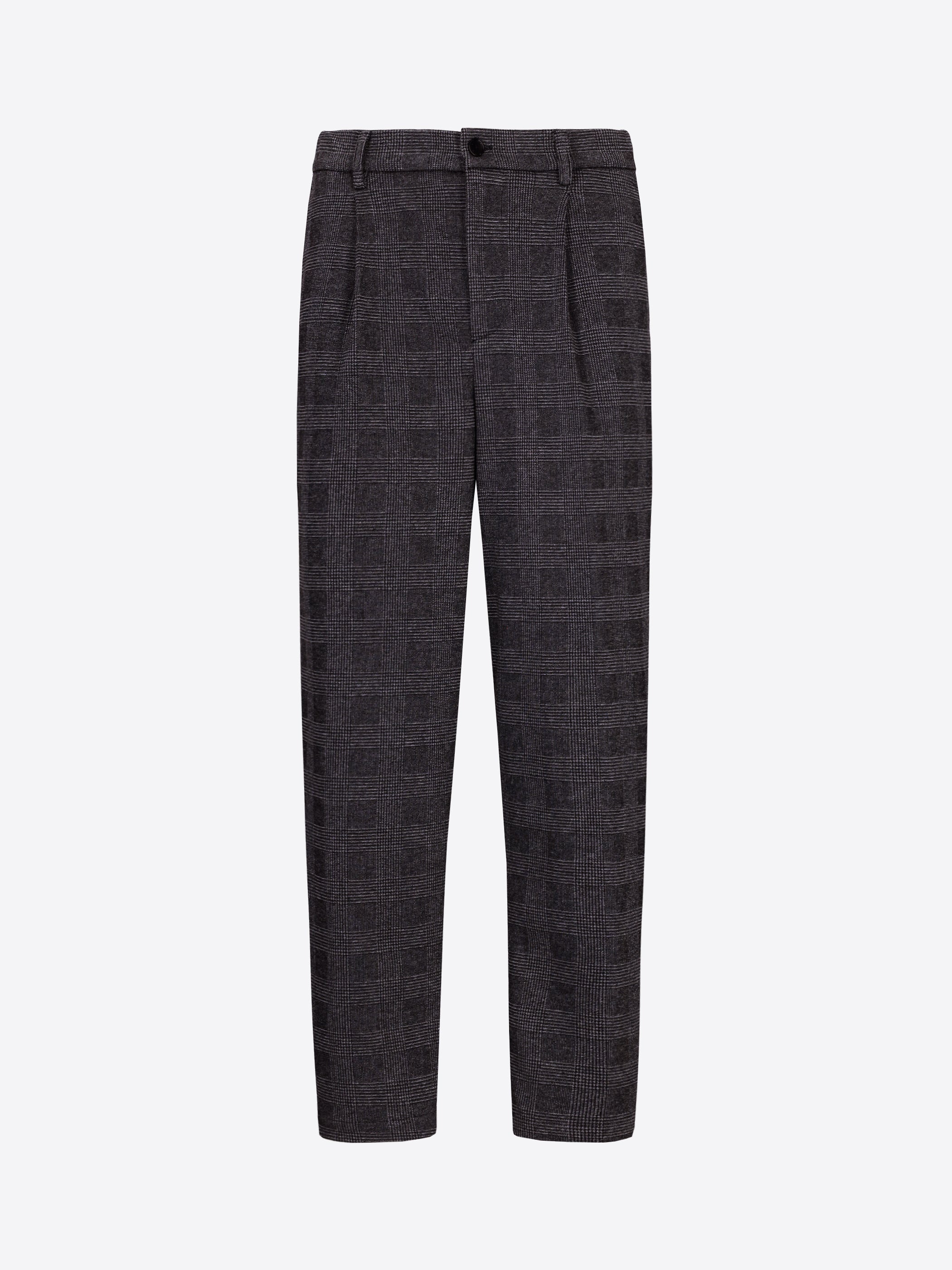 Distretto12 Ban Carracci Charcoal Prince-Of-Wales Milano-Jersey Trousers - Product Still Life