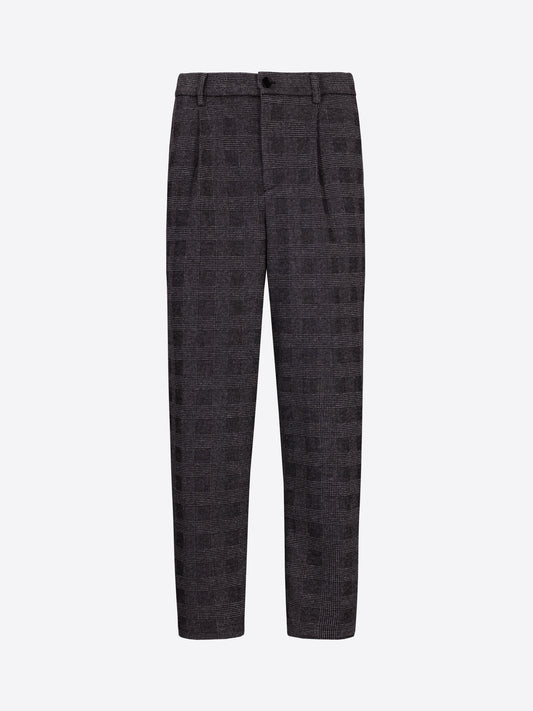Distretto12 Ban Carracci Charcoal Prince-Of-Wales Milano-Jersey Trousers - Product Still Life