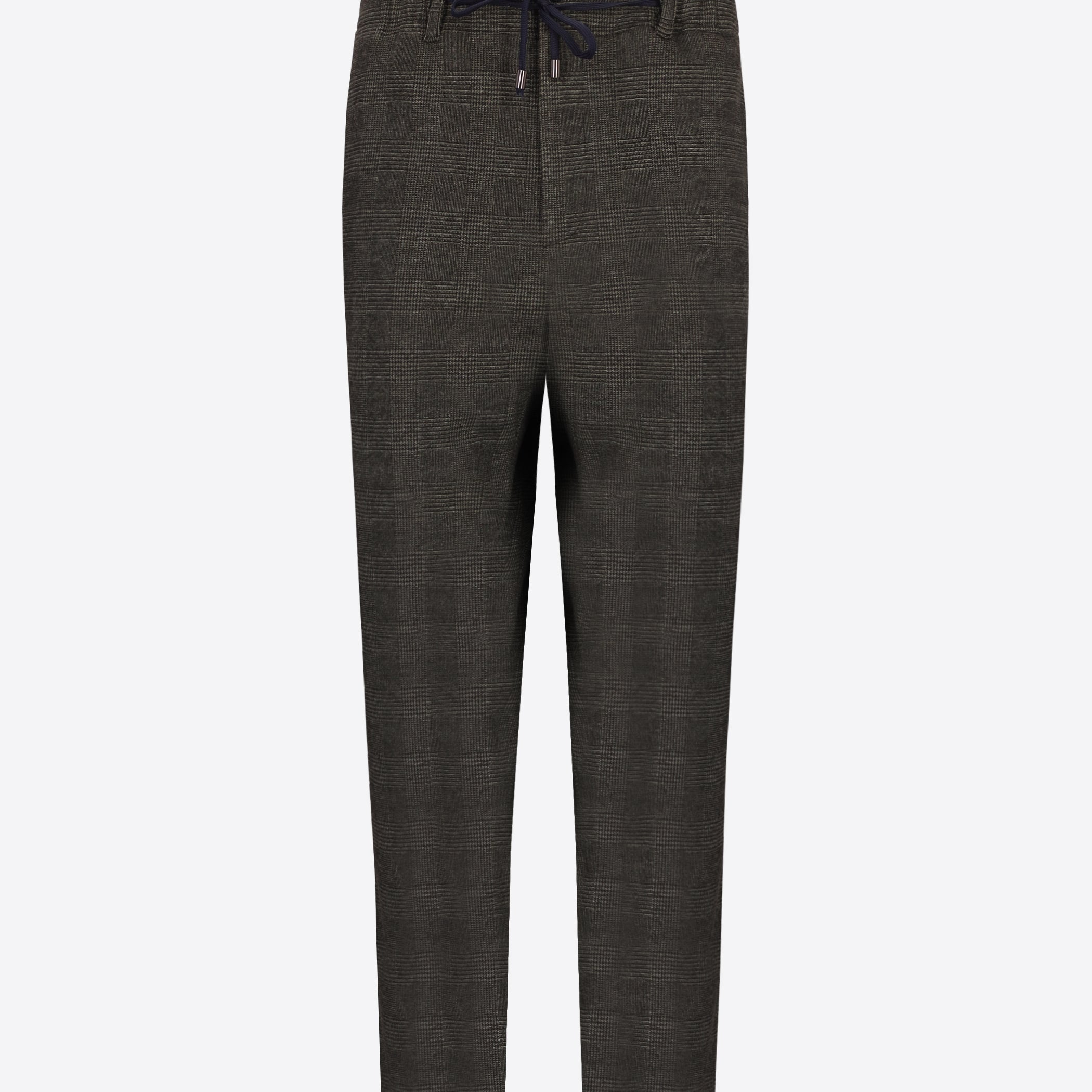 Distretto12 Relax Carracci Brown Prince-Of-Wales Milano-Jersey Trousers - Product Still Life