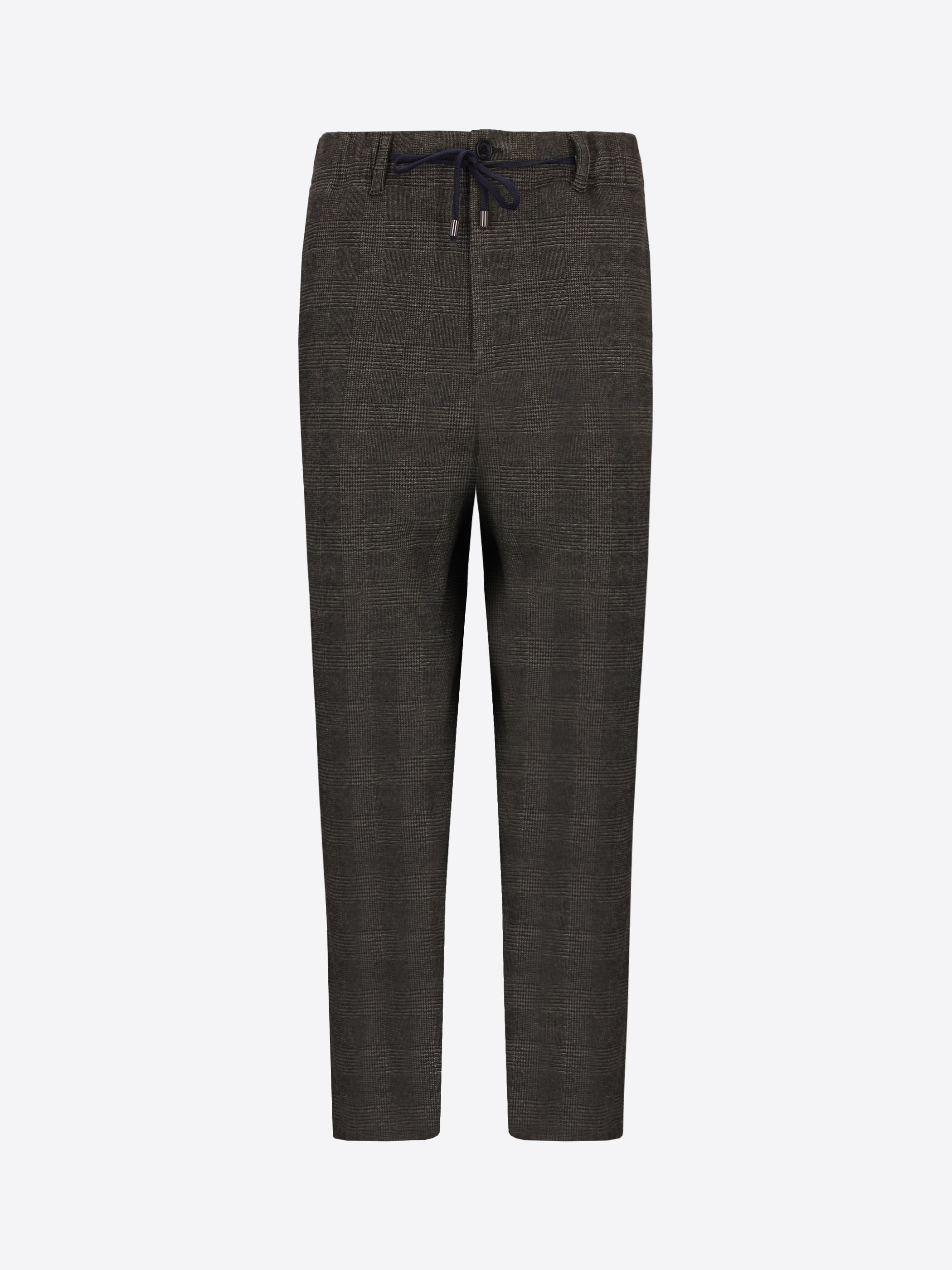 Distretto12 Relax Carracci Brown Prince-Of-Wales Milano-Jersey Trousers - Product Still Life