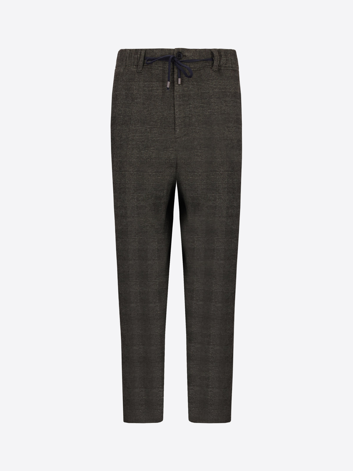 Distretto12 Relax Carracci Brown Prince-Of-Wales Milano-Jersey Trousers - Product Still Life