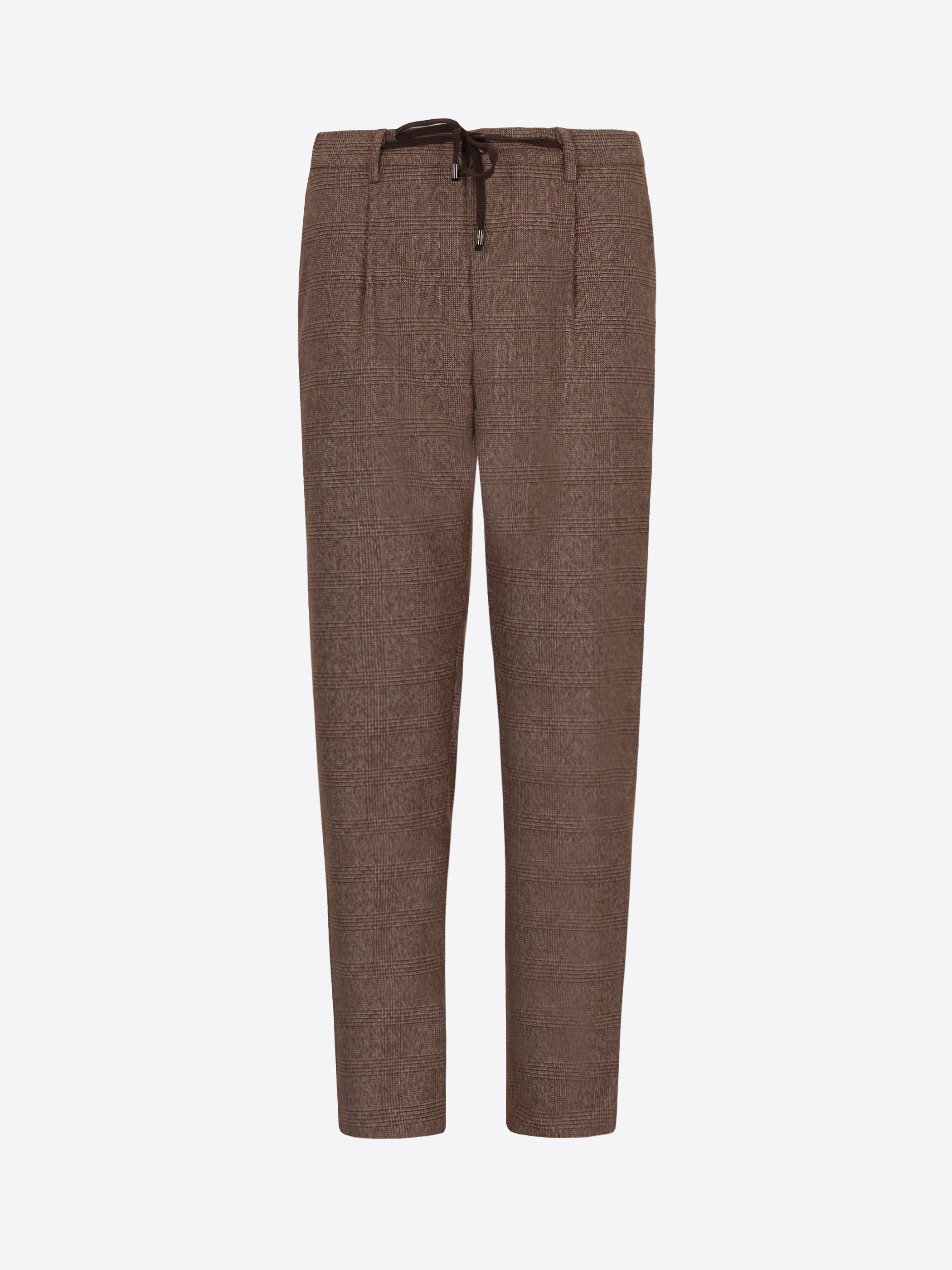 Distretto12 Rio Pences Carracci Dove Grey Prince-Of-Wales Milano-Jersey Trousers - Product Still Life