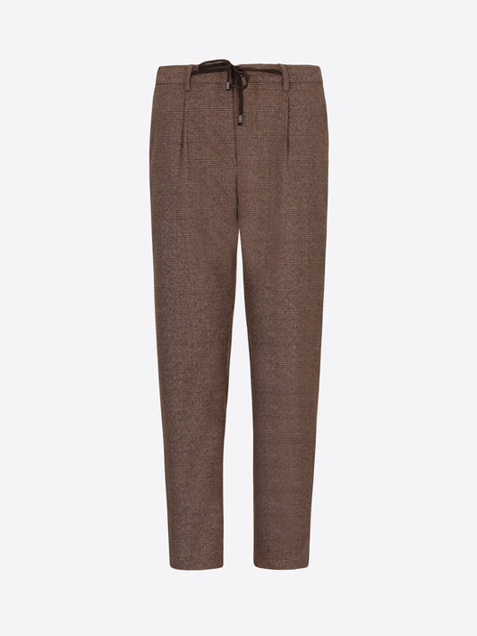 Distretto12 Rio Pences Carracci Dove Grey Prince-Of-Wales Milano-Jersey Trousers - Product Still Life