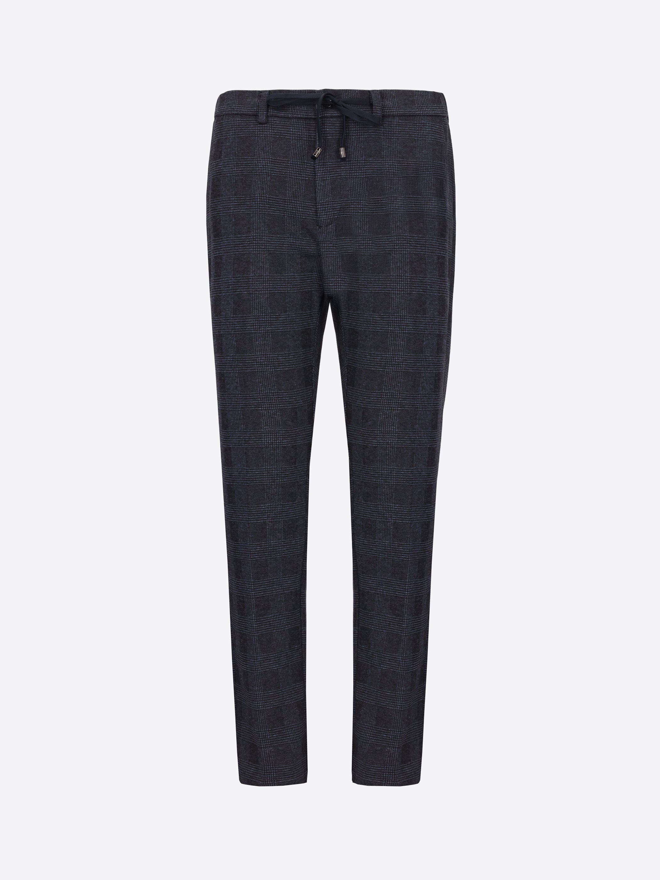 Distretto12 York Carracci Blue Prince-Of-Wales Milano-Jersey Trousers - Product Still Life