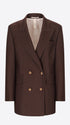 Distretto12 Agrifoglio Brown Printed Milano-Knit Double-Breasted Jacket - Woman - Product Still Life
