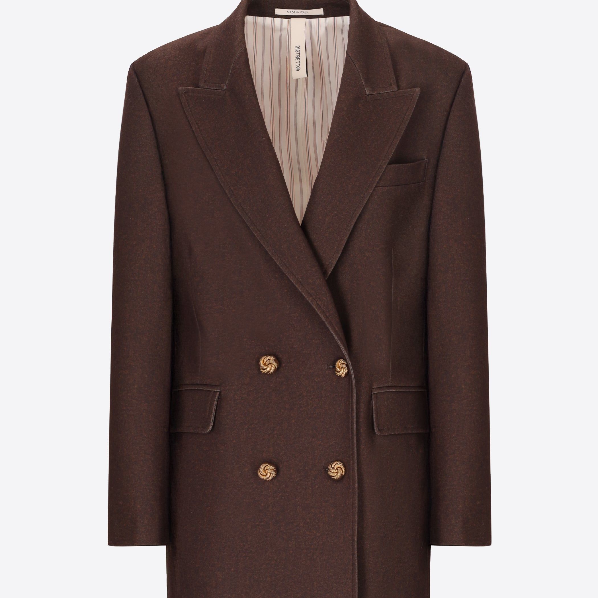 Distretto12 Agrifoglio Brown Printed Milano-Knit Double-Breasted Jacket - Woman - Product Still Life