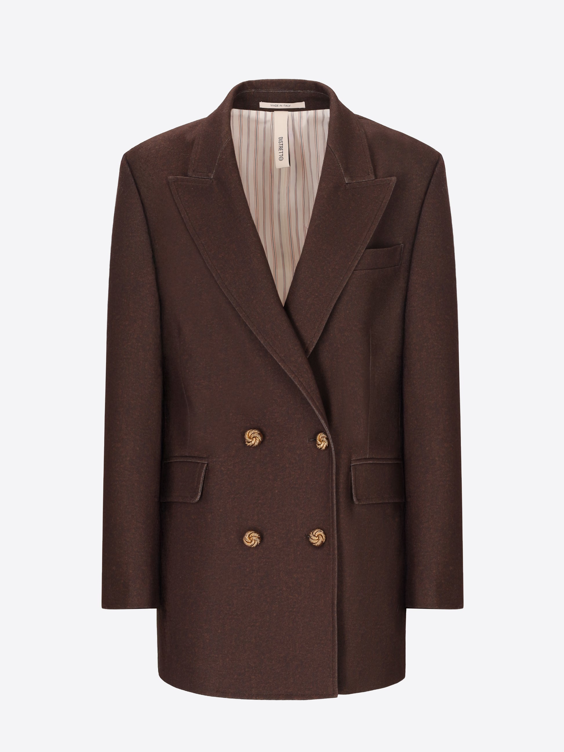 Distretto12 Agrifoglio Brown Printed Milano-Knit Double-Breasted Jacket - Woman - Product Still Life