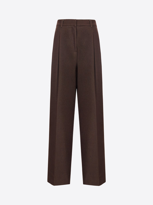 Distretto12 Agrifoglio Brown Printed Milano-Knit Oversized Pleated Trousers - Woman - Product Still Life
