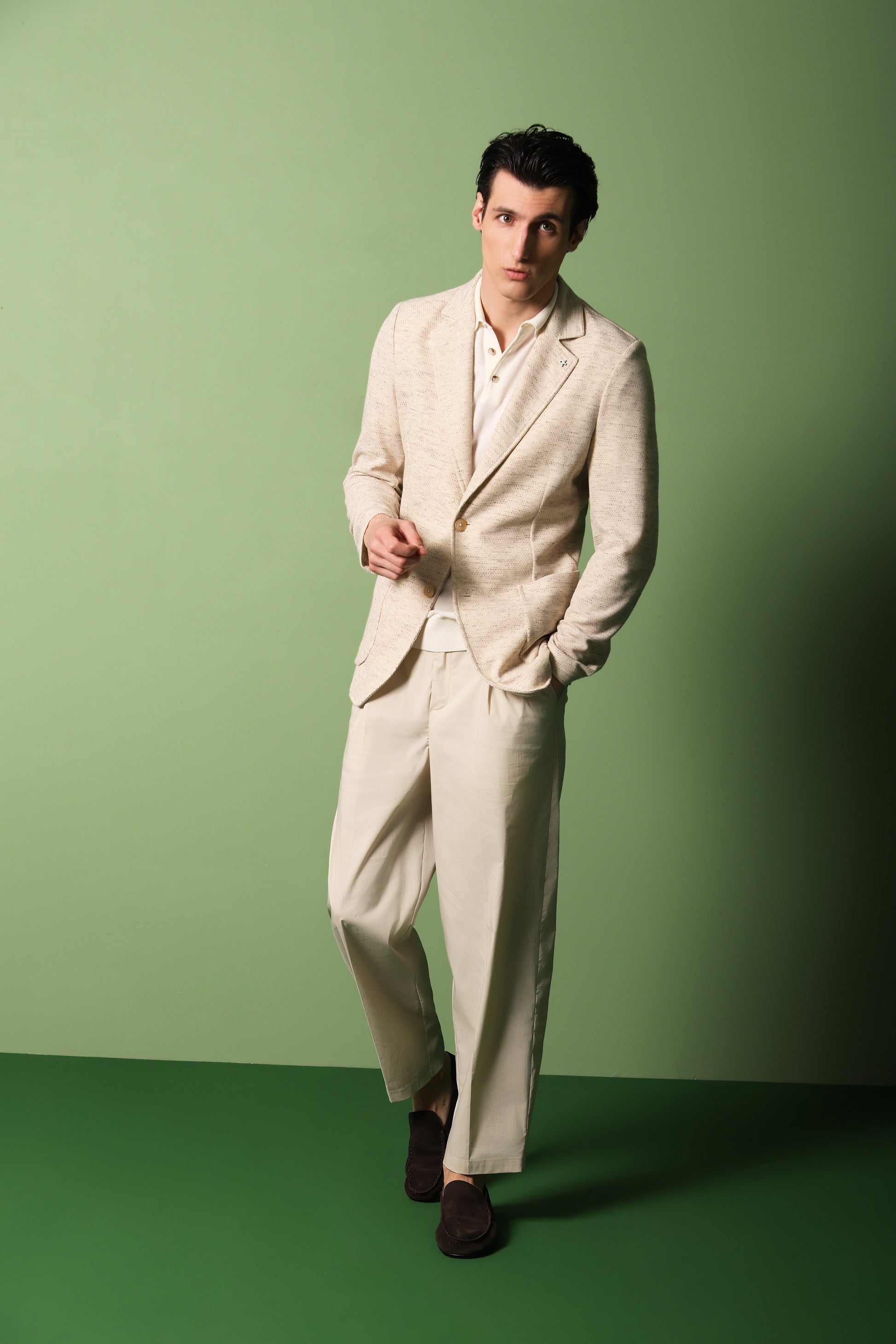 Jacket Cedro In Textured Slub Jersey Fabric