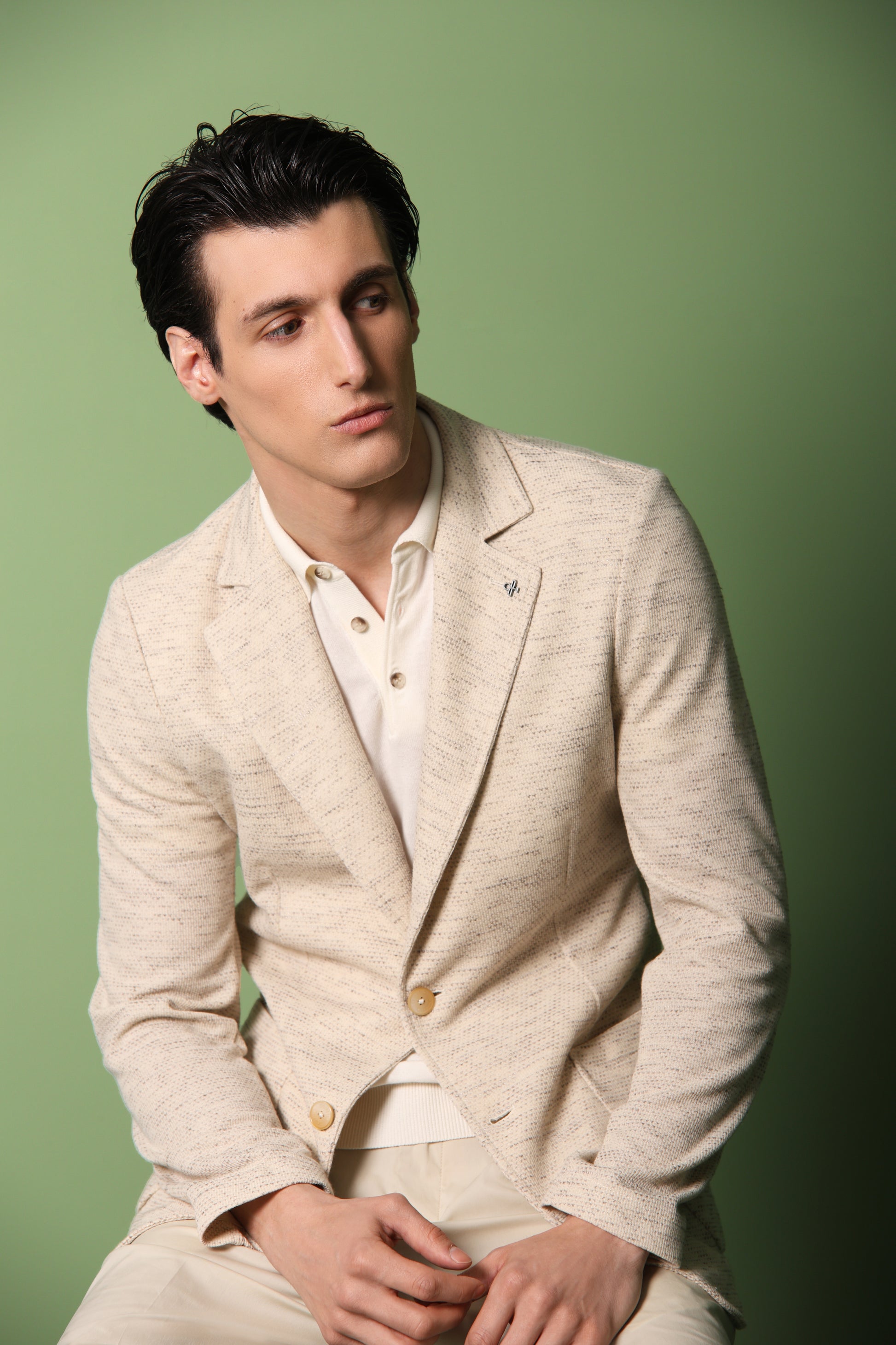 Jacket Cedro In Textured Slub Jersey Fabric