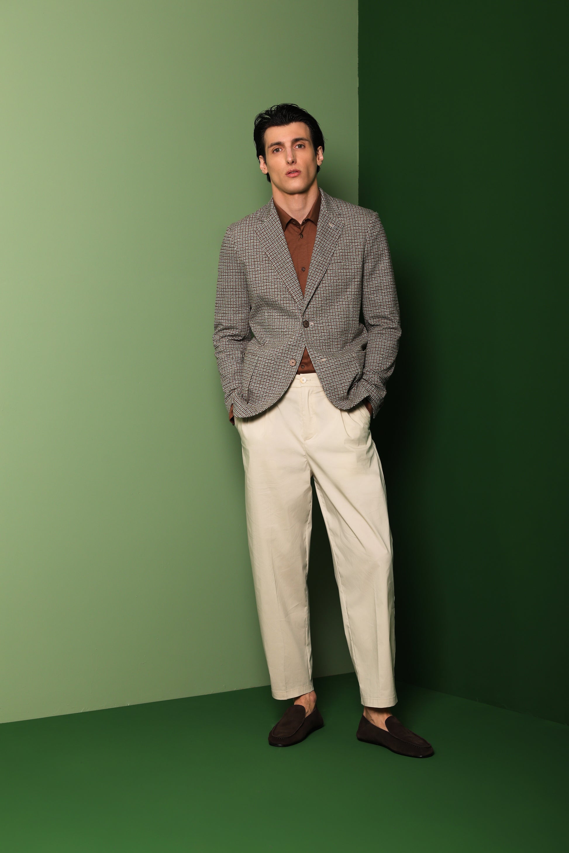 Jacket Cosmo In Micro-Textured Stretch Fabric With Regimental Print
