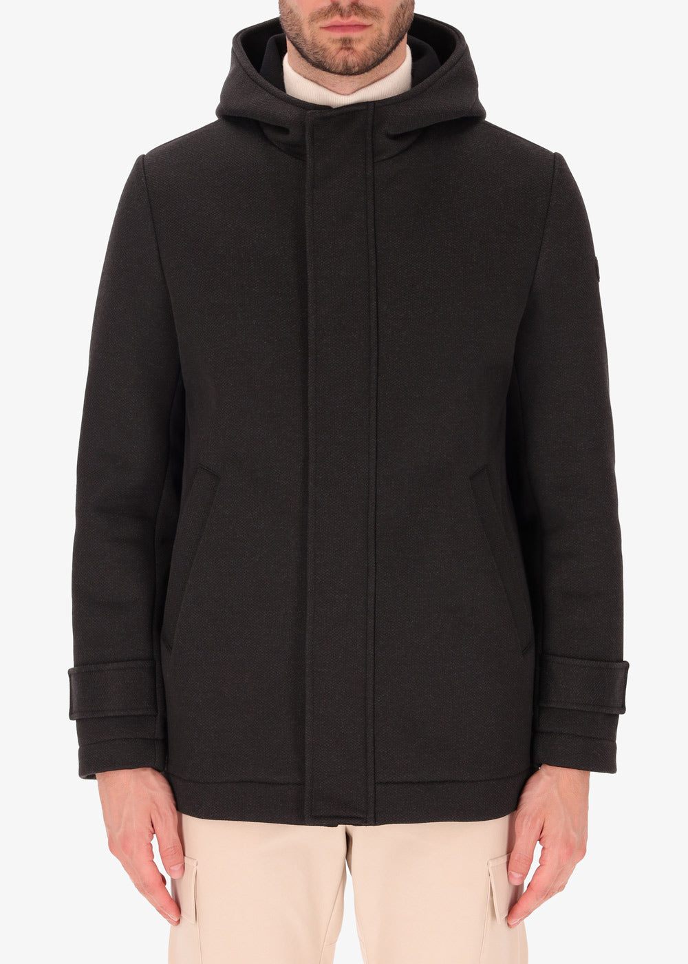 Short Jacket Hooded Cruise in Stretch Technical Fabric