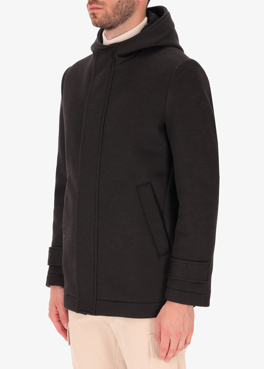 Short Jacket Hooded Cruise in Stretch Technical Fabric