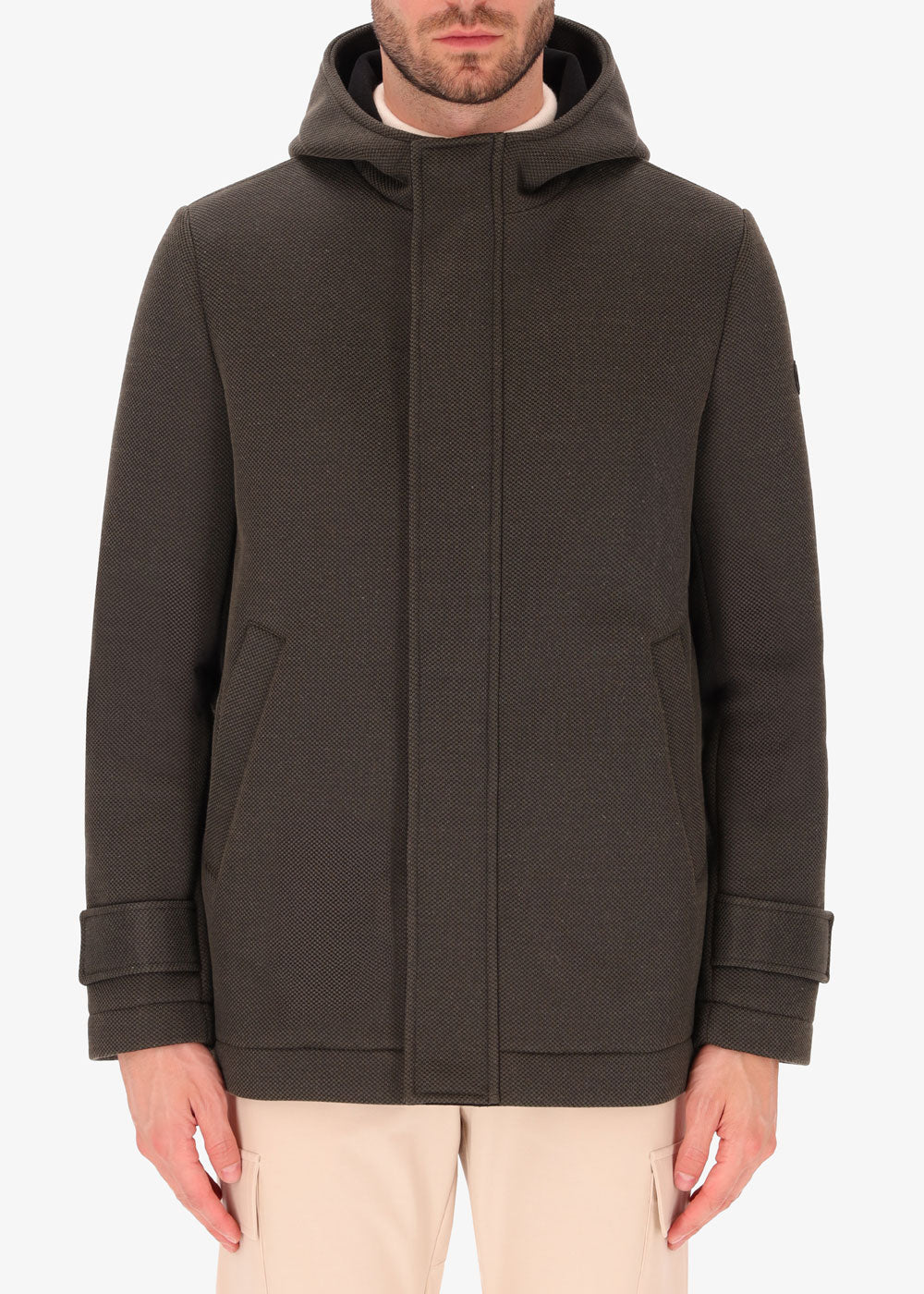 Short Jacket Hooded Cruise in Stretch Technical Fabric
