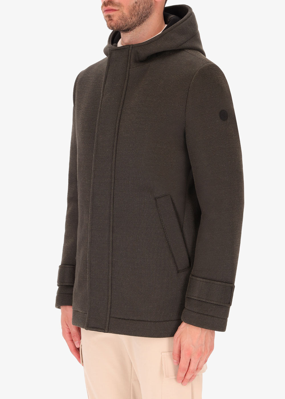 Short Jacket Hooded Cruise in Stretch Technical Fabric