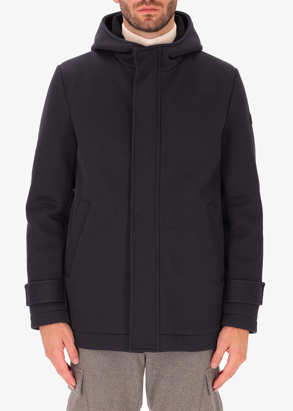 Short Jacket Hooded Cruise in Stretch Technical Fabric
