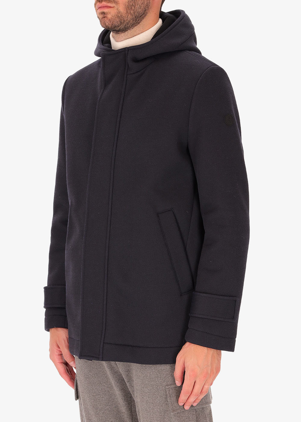 Short Jacket Hooded Cruise in Stretch Technical Fabric