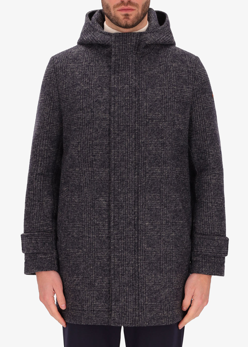Parka Amos aus gekochter Stretchwolle mit Tartan Muster