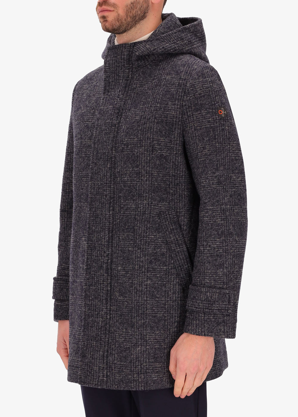 Parka Amos aus gekochter Stretchwolle mit Tartan Muster