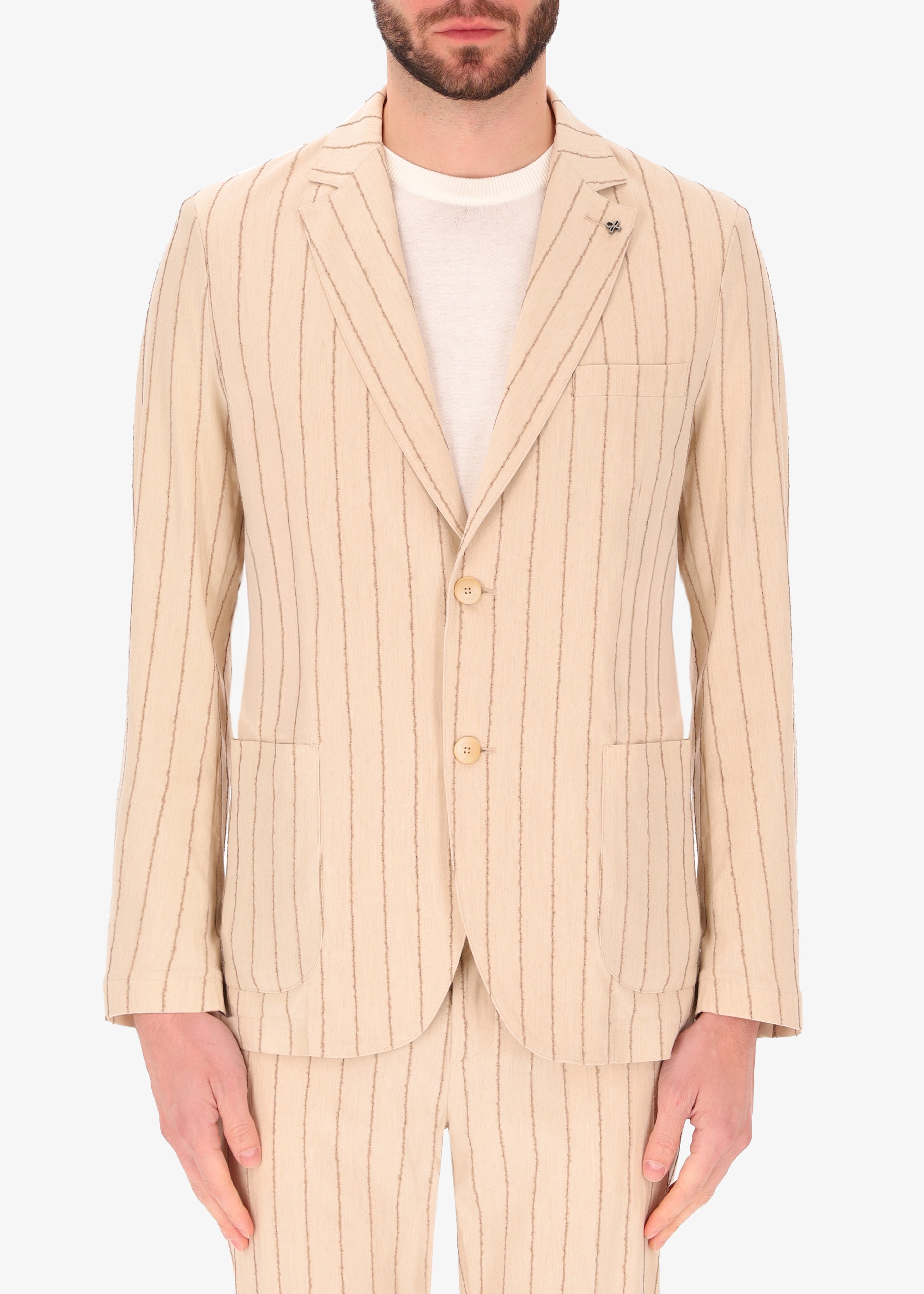 Stretch Fabric with Raised Pinstripe Texture Jacket Paco
