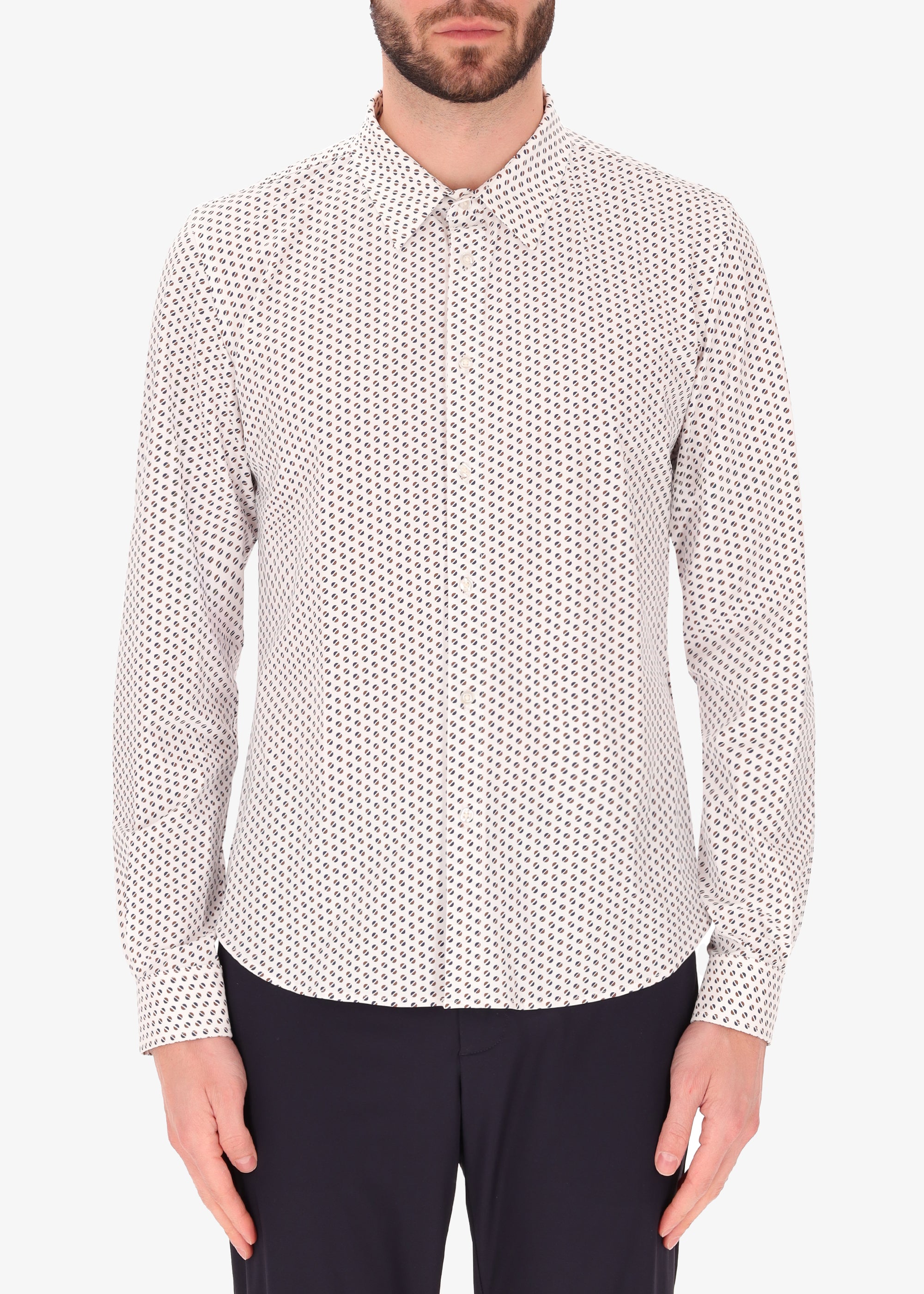 Stretch Jersey Polka Dot Print Shirt Signa