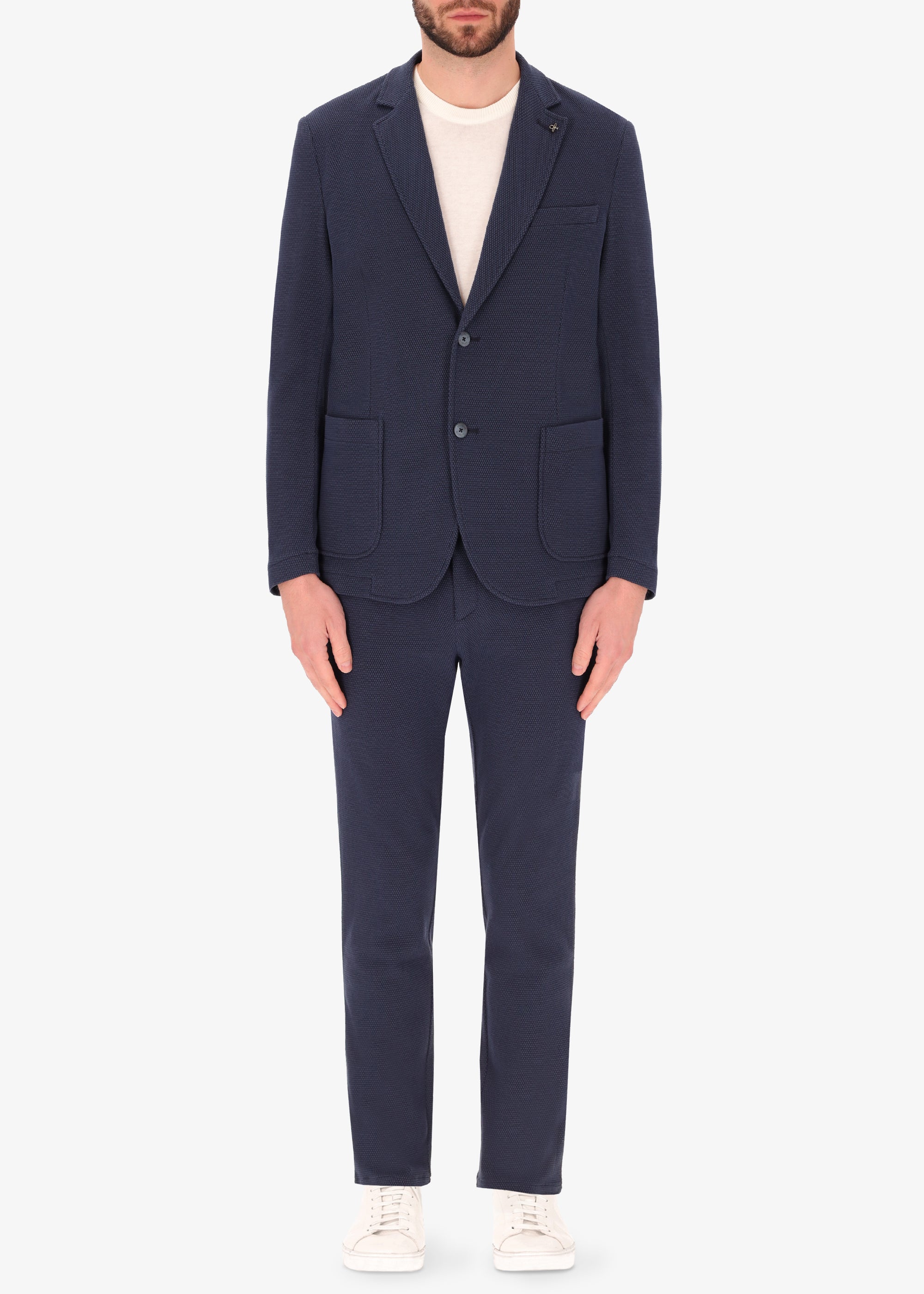 Stretch Raised Dot Texture Suit Clay Blue